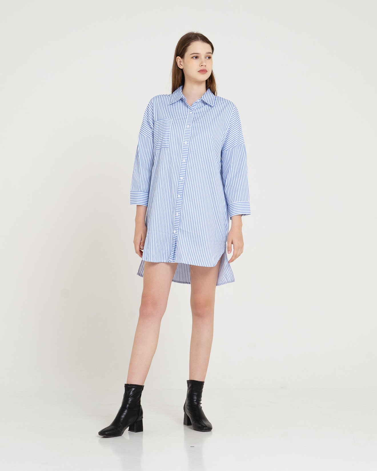 Anthea Oversized Stripped Blue Shirt Dress – 786302