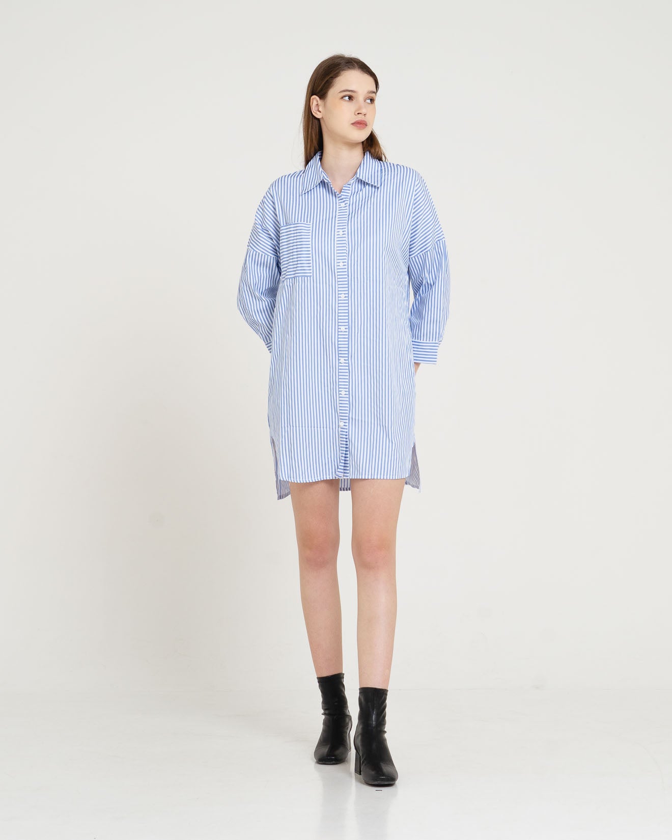 Anthea Oversized Stripped Blue Shirt Dress – 786302