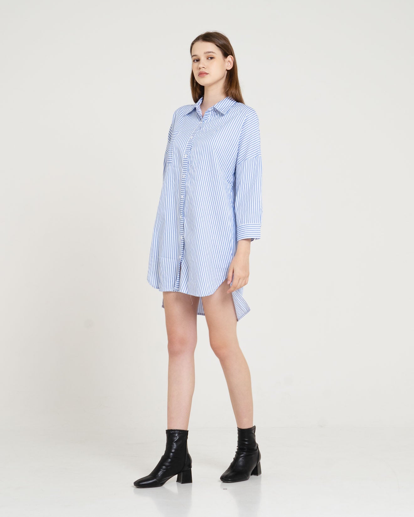 Anthea Oversized Stripped Blue Shirt Dress – 786302