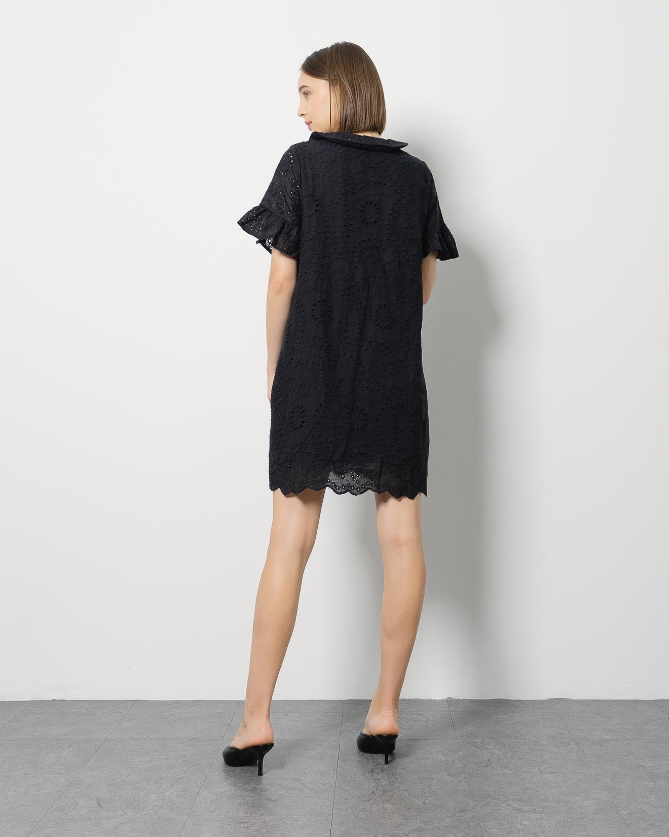 Miori Black Crochet Collar Dress – 786304