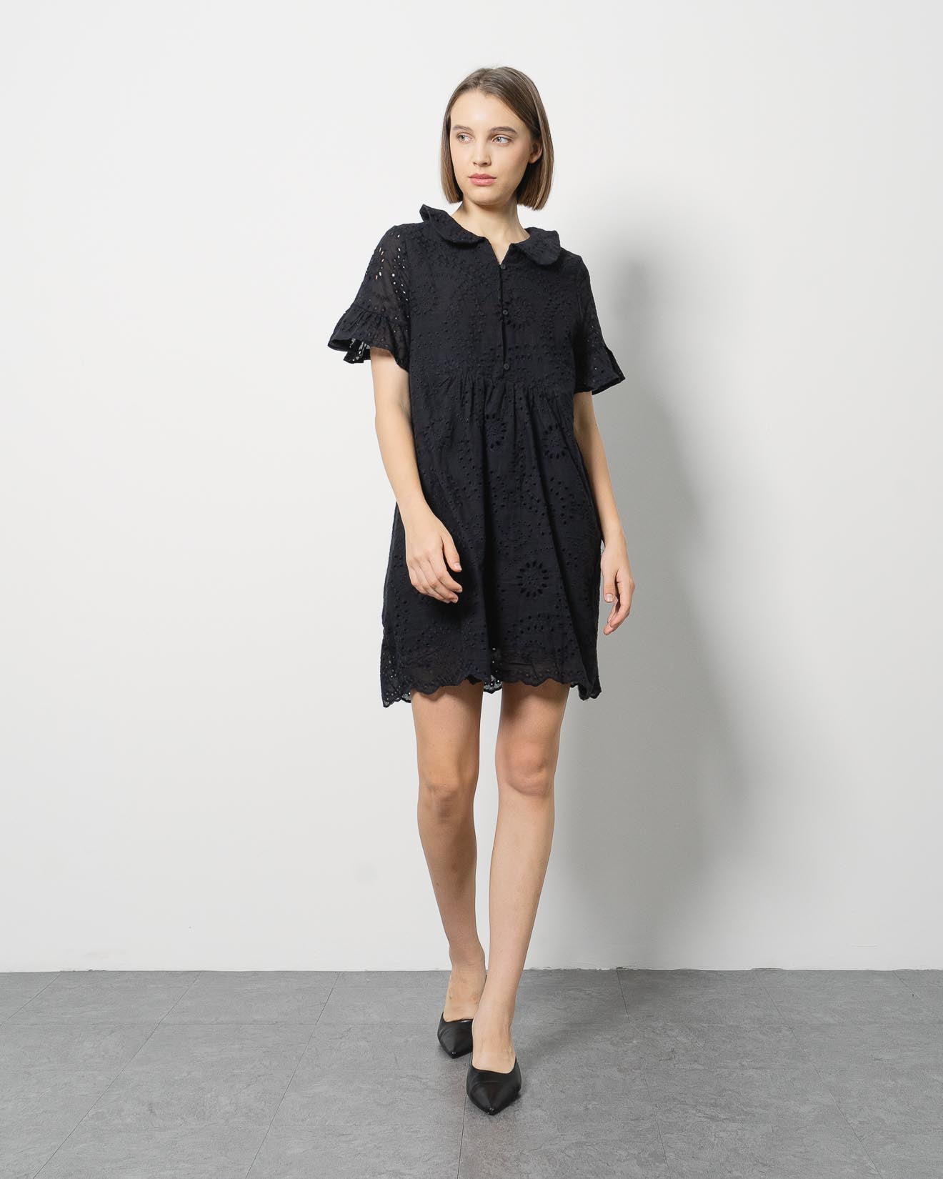 Miori Black Crochet Collar Dress – 786304