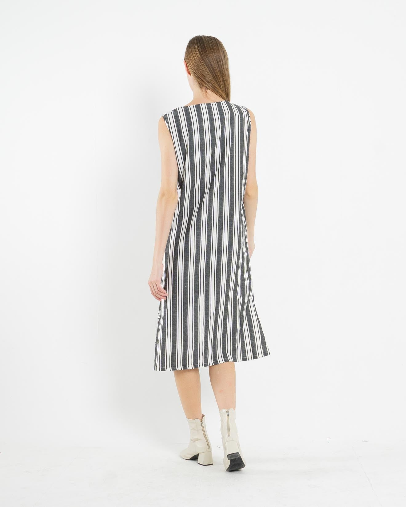 Freja Sleeveless Stripe Black Dress – 786333