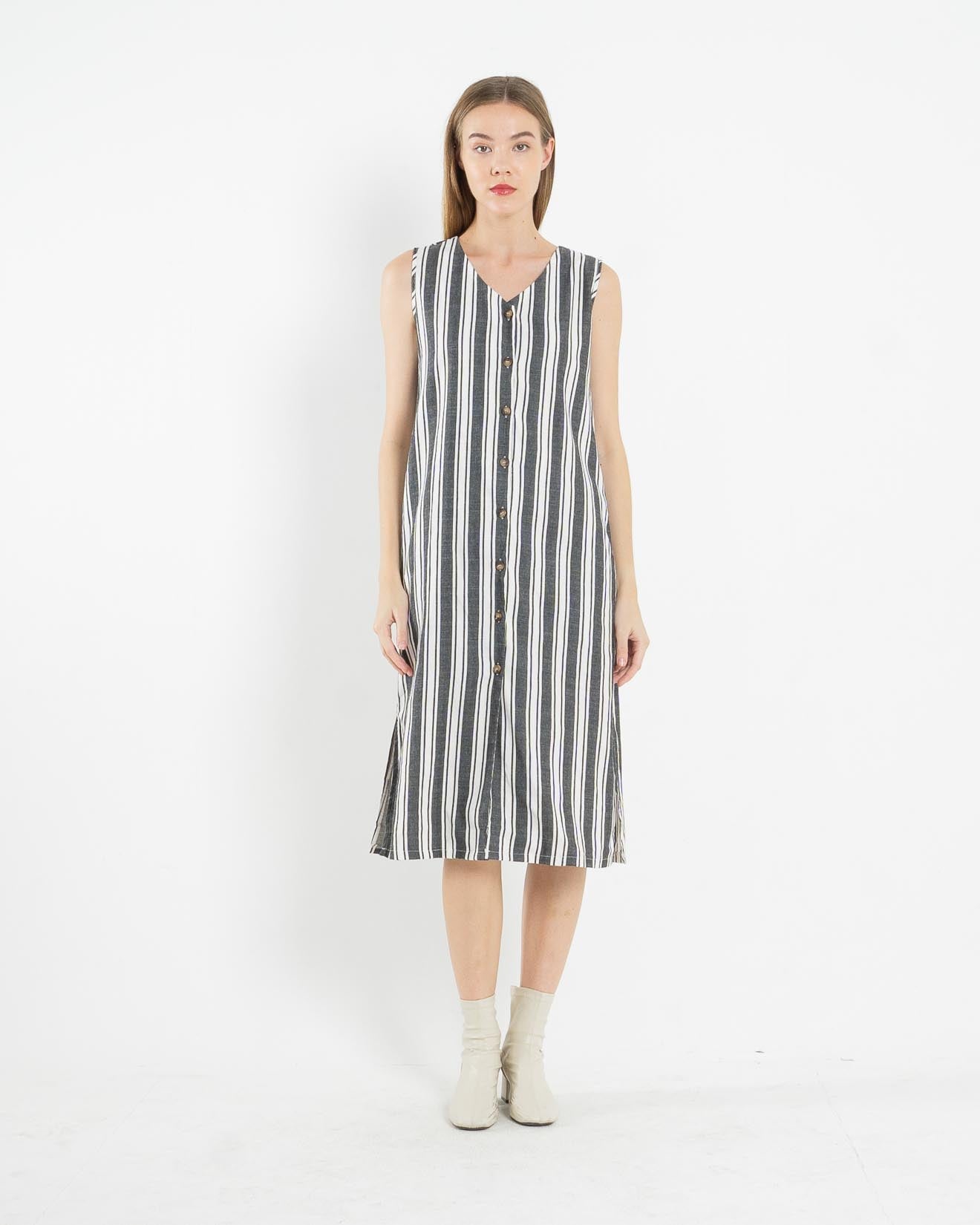 Freja Sleeveless Stripe Black Dress – 786333