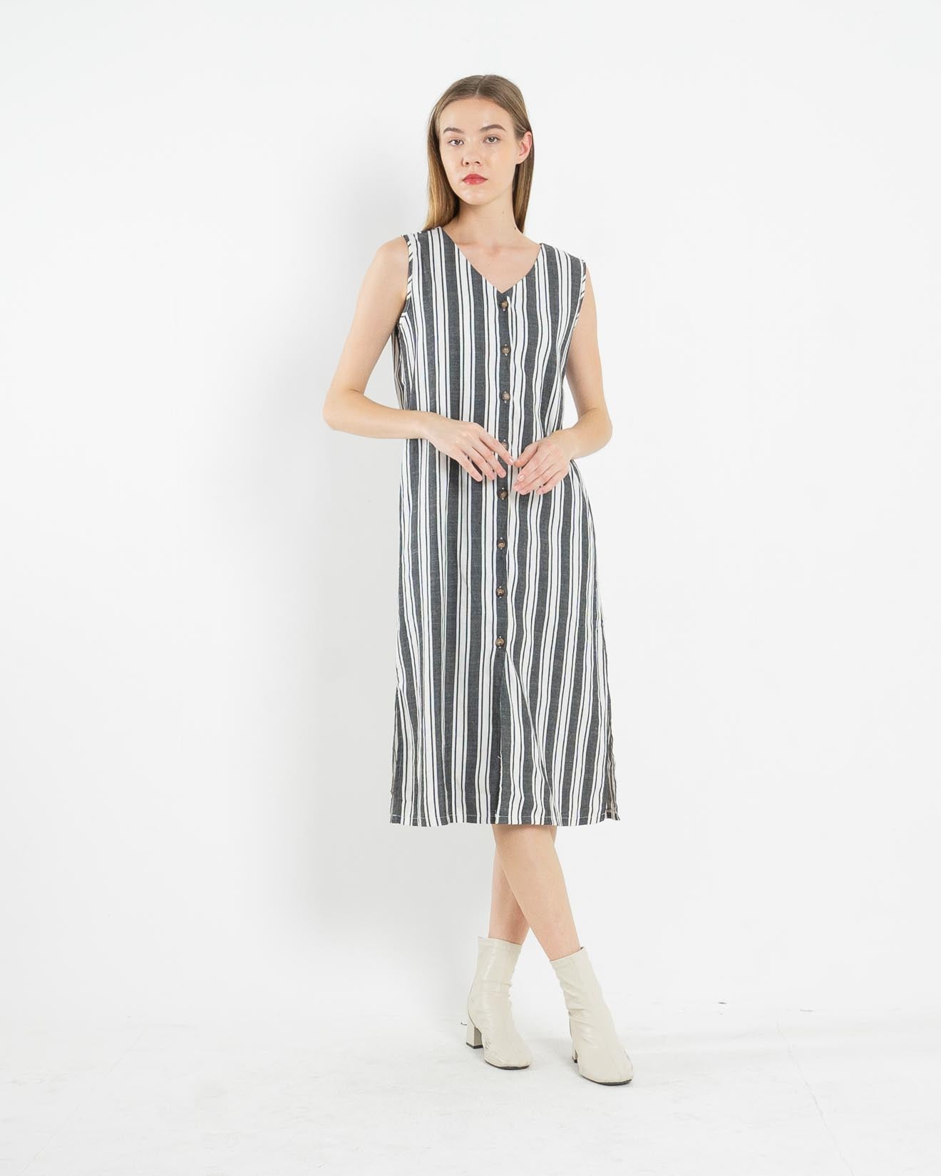 Freja Sleeveless Stripe Black Dress – 786333