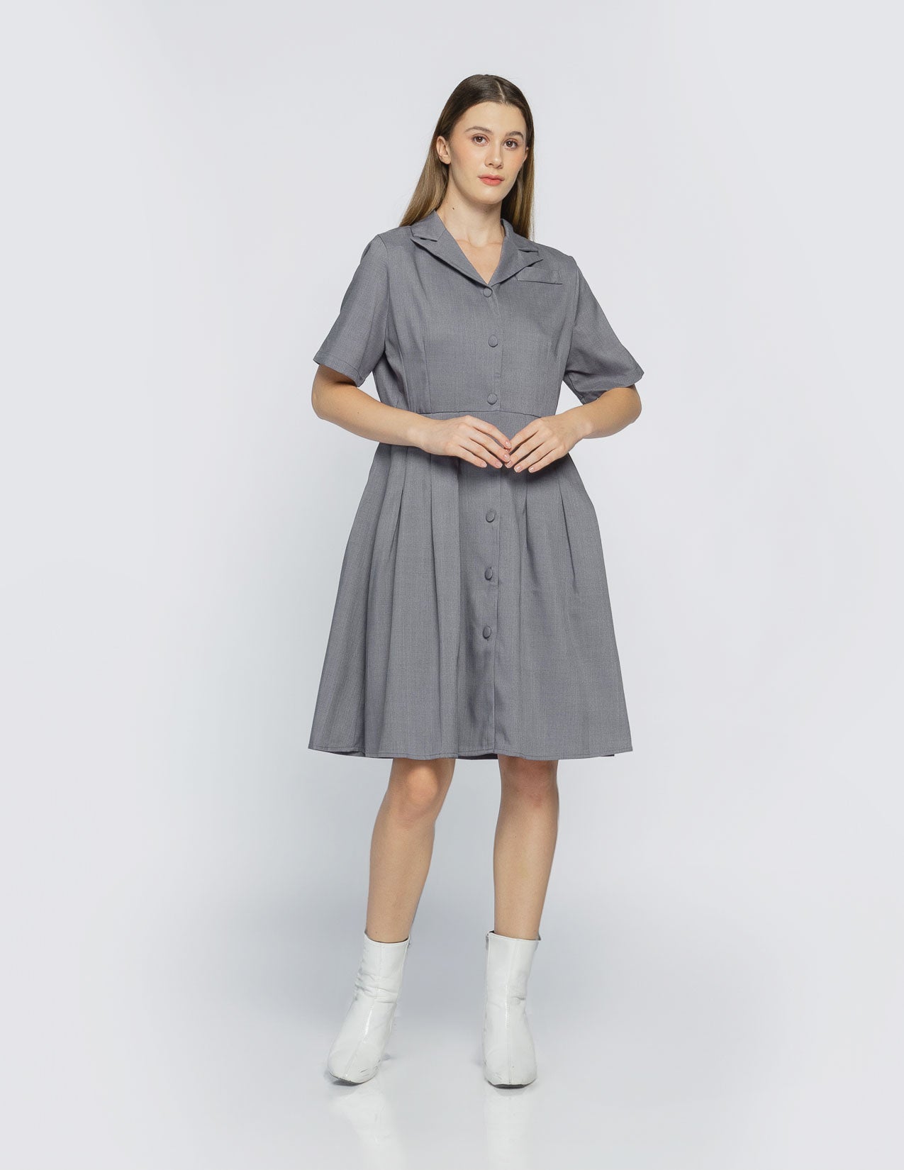 Glena Mini Relaaxed Grey Dress - 787307