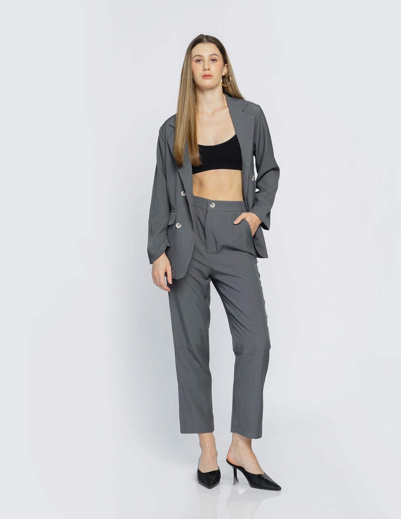 Queenela One Set Grey Blazer - 787909