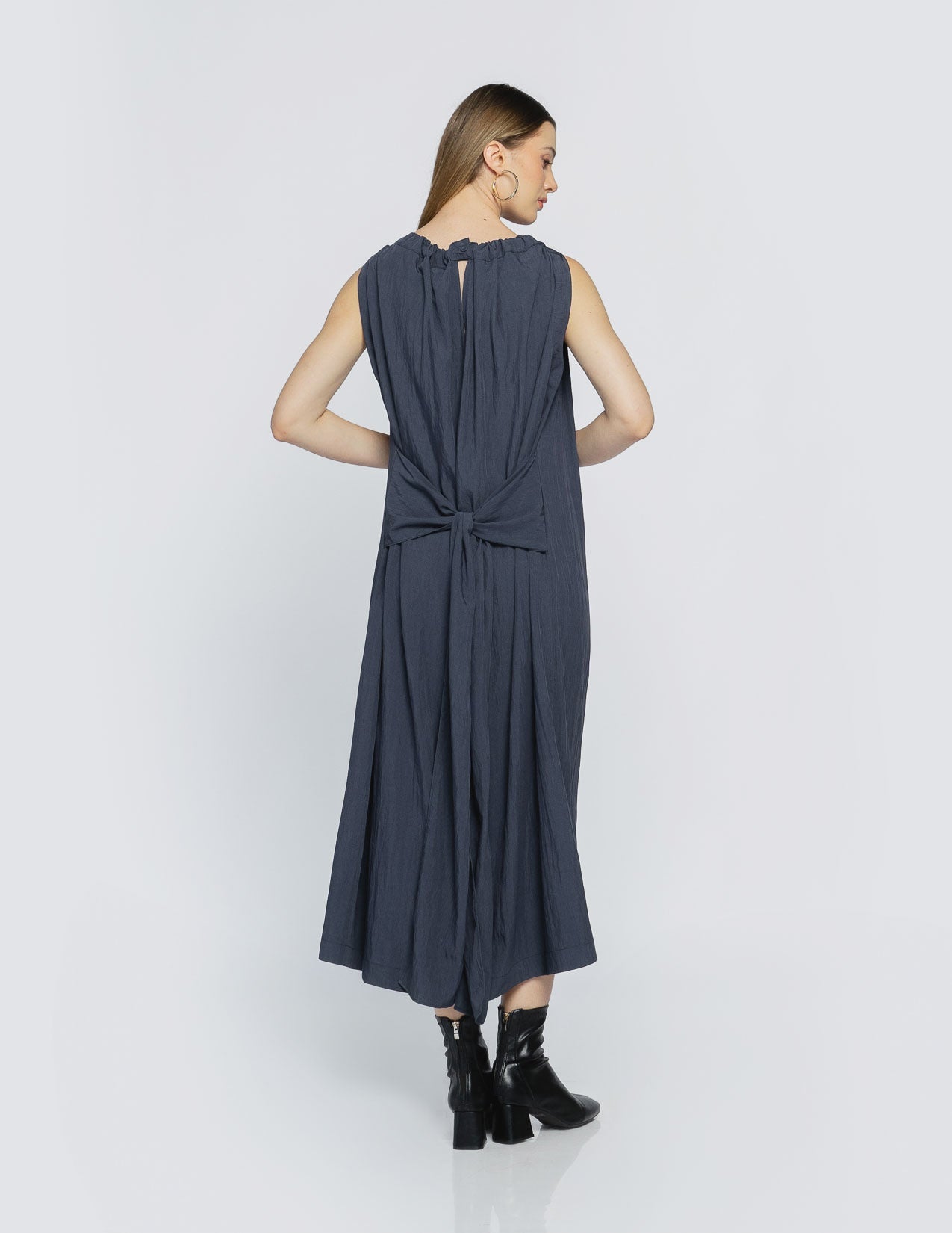 Laurent Sash Tie Midi Navy Dress - 787935