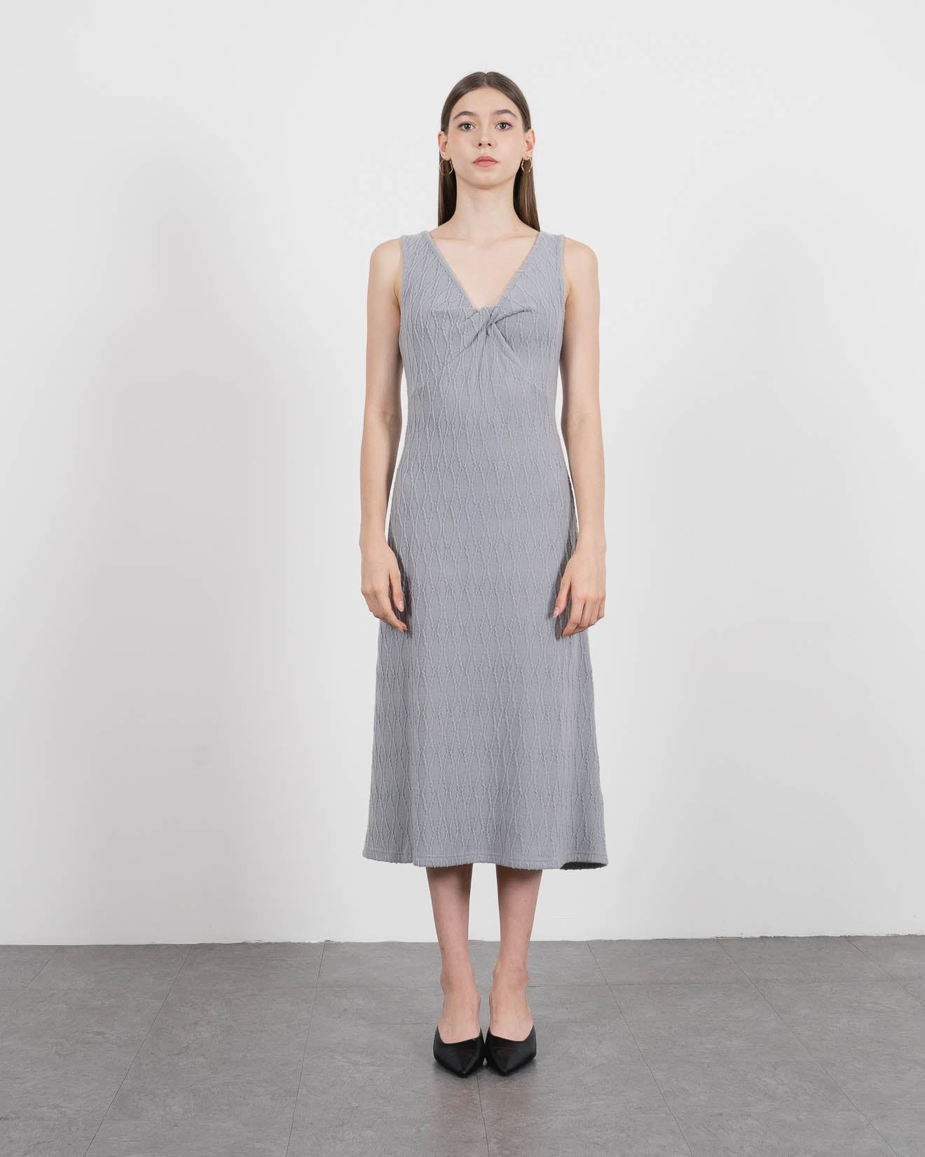 Carla Knot Woven Grey Dress – Dress Rajut Wanita - 788204