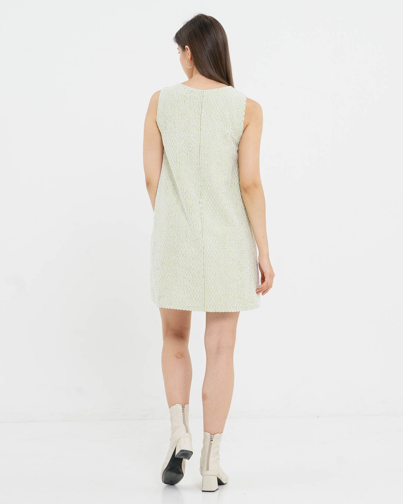 Pamela Textured Sleeveless Lime Dress – Dress Wanita Casual - 788224