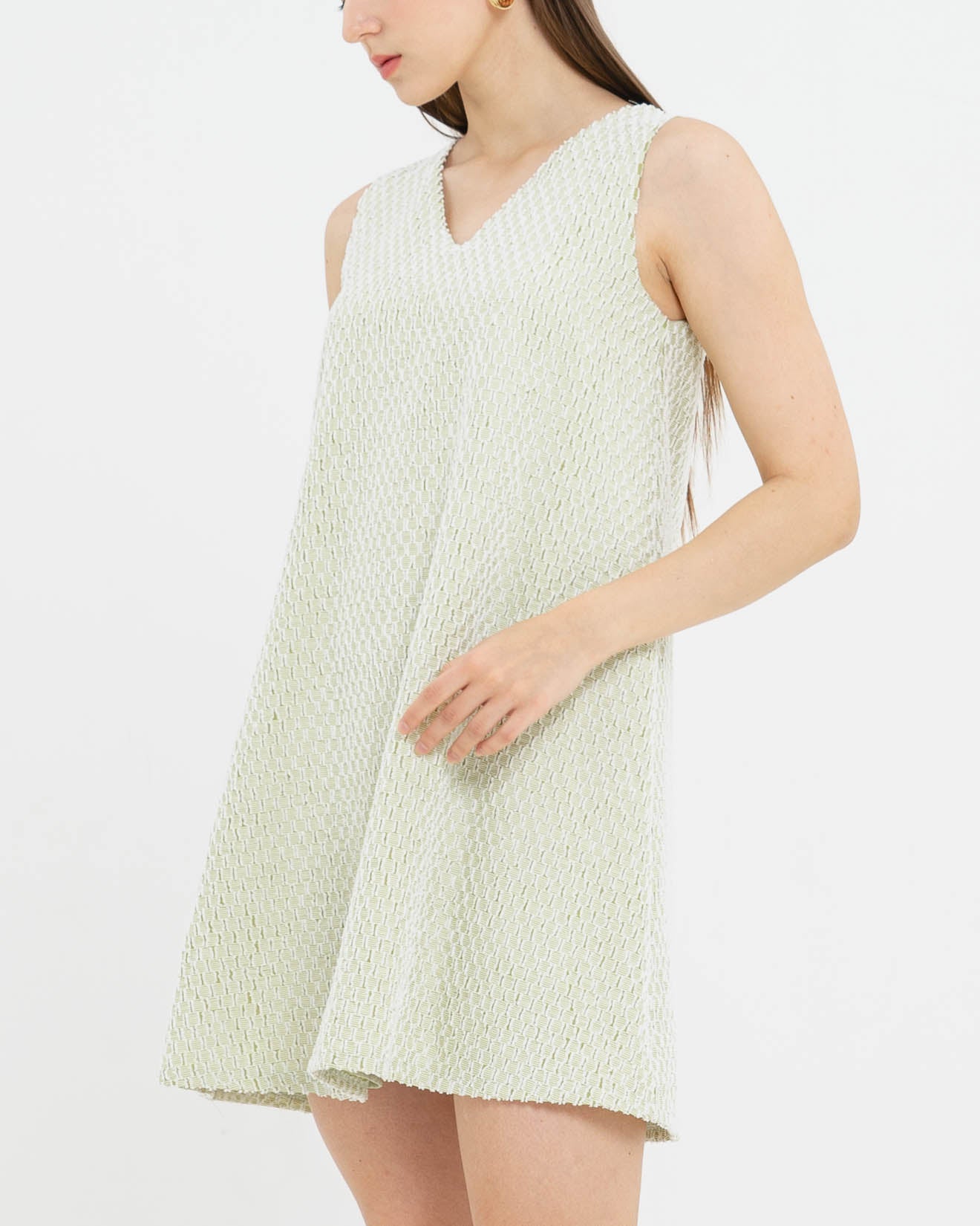 Pamela Textured Sleeveless Lime Dress – Dress Wanita Casual - 788224