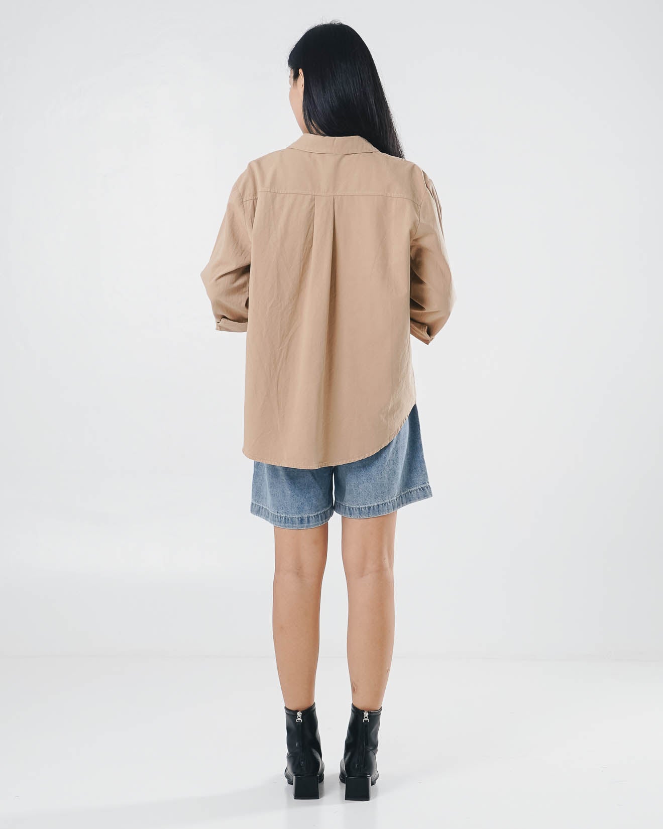 Baline Oversized Pockets Shirt Brown - Kemeja Wanita Lengan Panjang