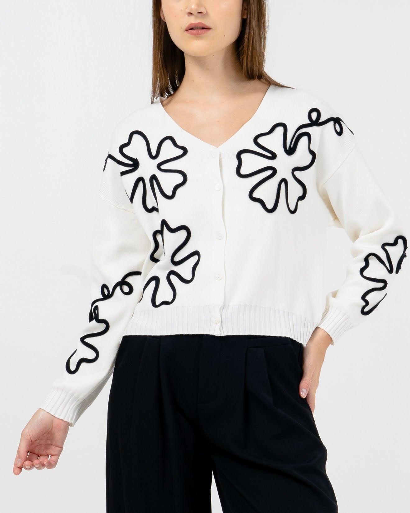 Calendula Embroidery White Cardigan (RESTOCK) - Outer Wanita Kekinian