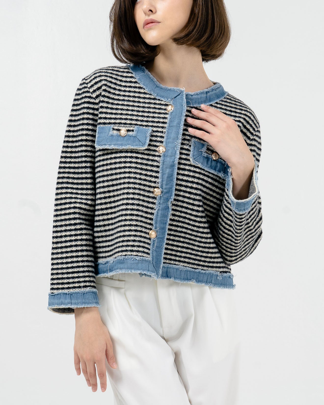 Genevie Knit Denim Blue Cardigan (RESTOCK) - Outer Wanita Kekinian