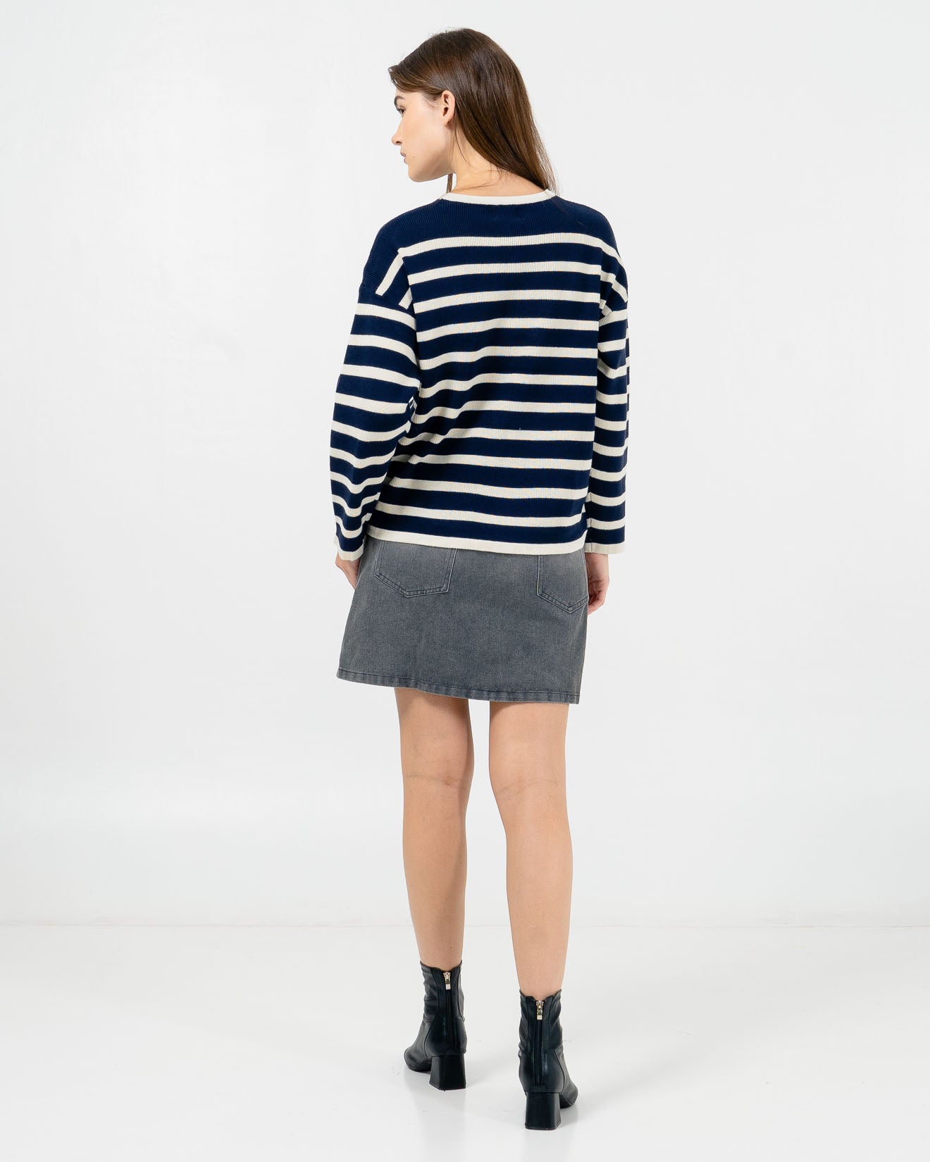 Larina Striped Navy Cardigan (RESTOCK) – Outer Knit Wanita Kekinian