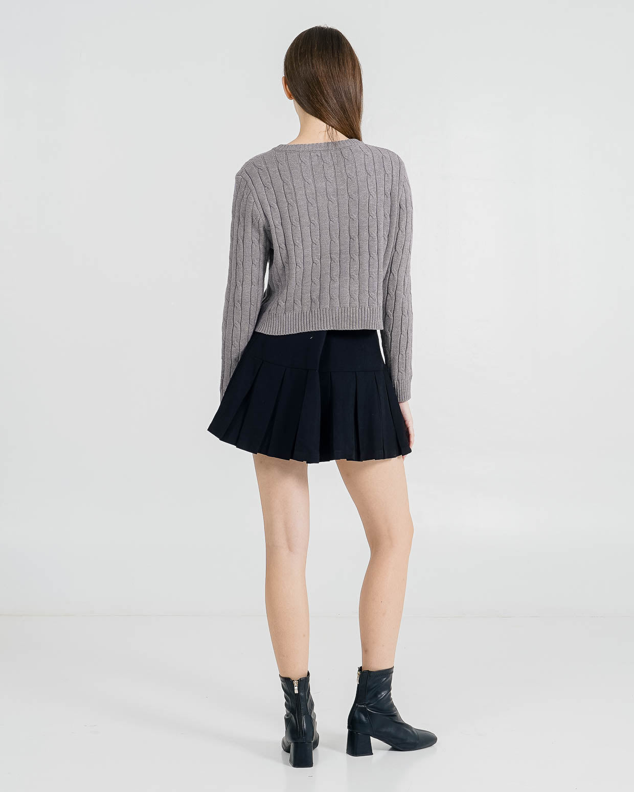 Abilene Cable Zipper Knit Grey Top – Baju Atasan Wanita Lengan Panjang