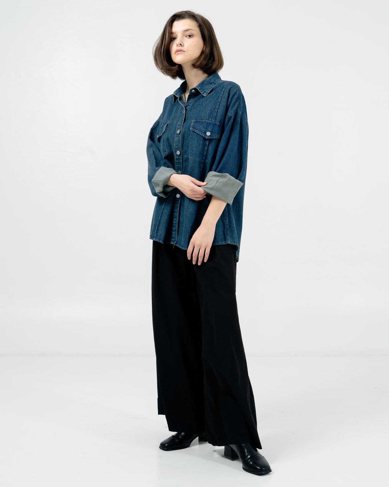 keshi Dark Denim Shirt – Baju Atasan Casual Wanita ( RESTOCK )