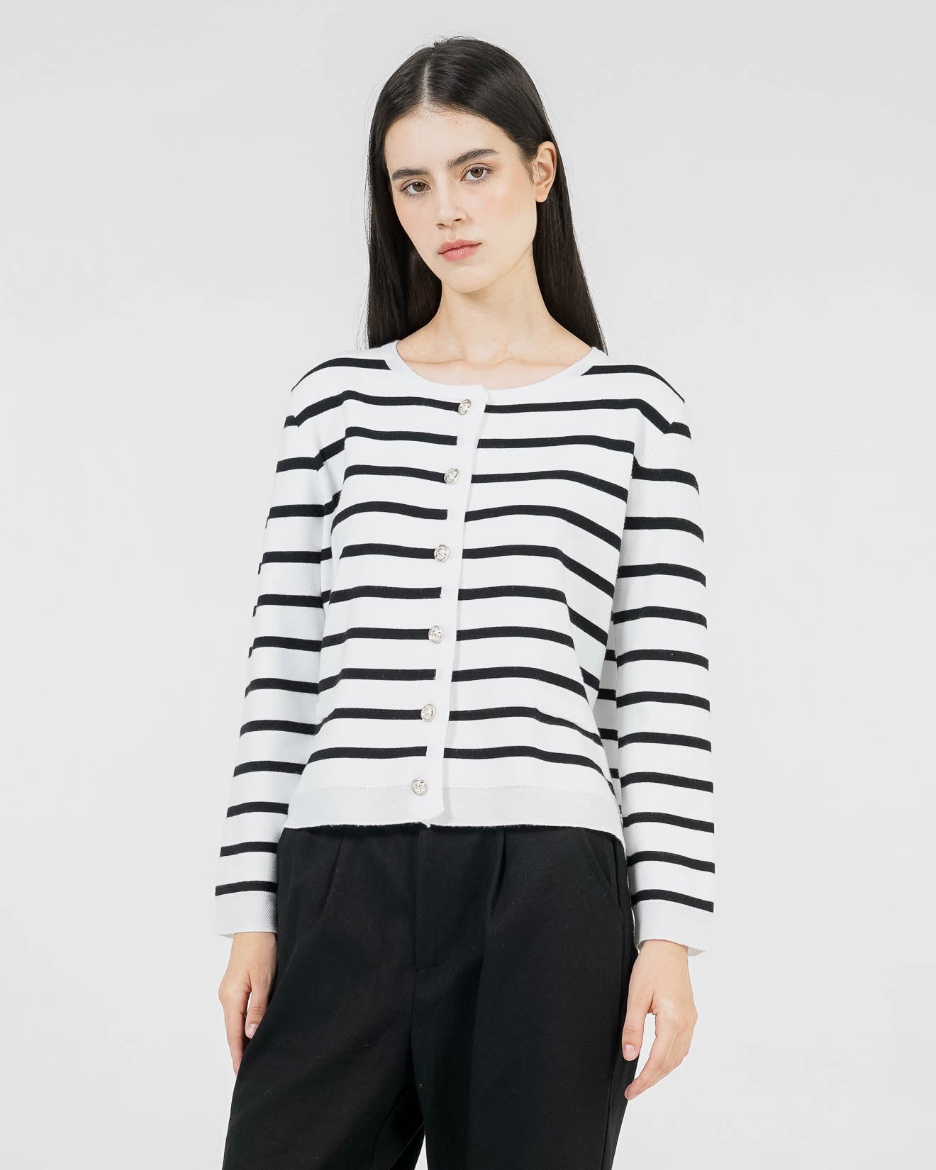 Santa Striped Cardigan Black