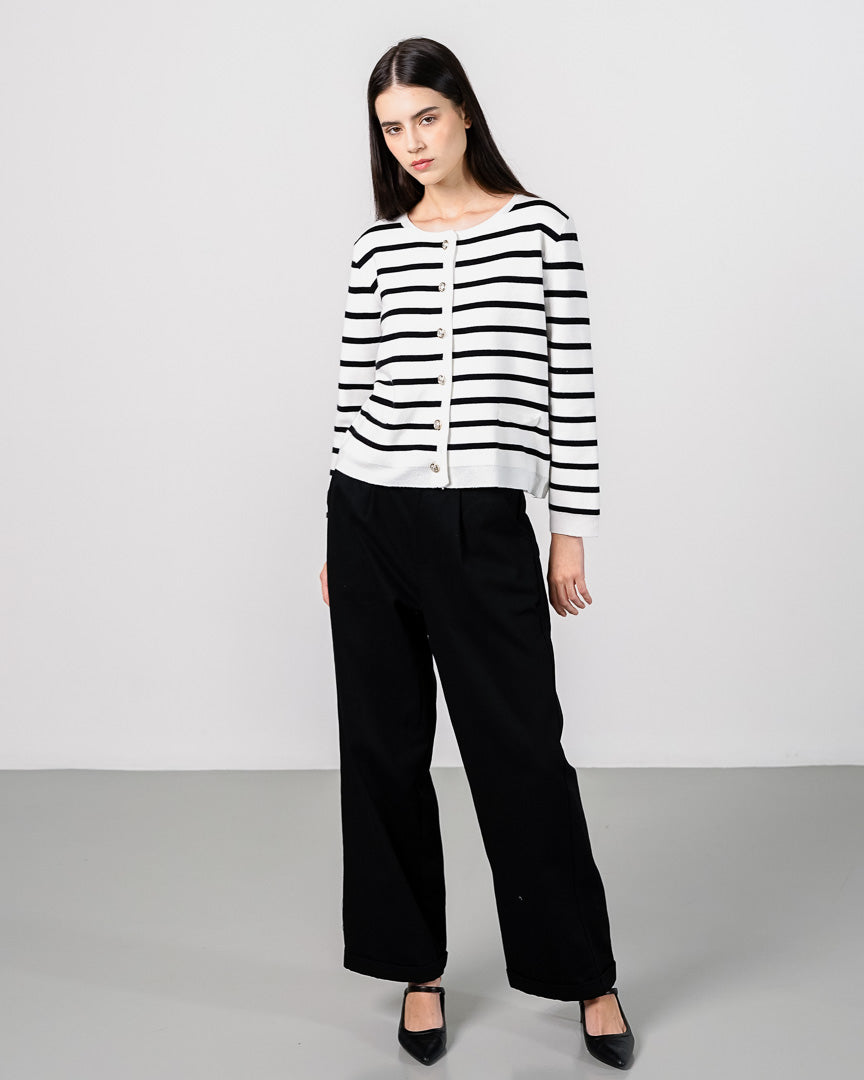 Santa Striped Cardigan Black