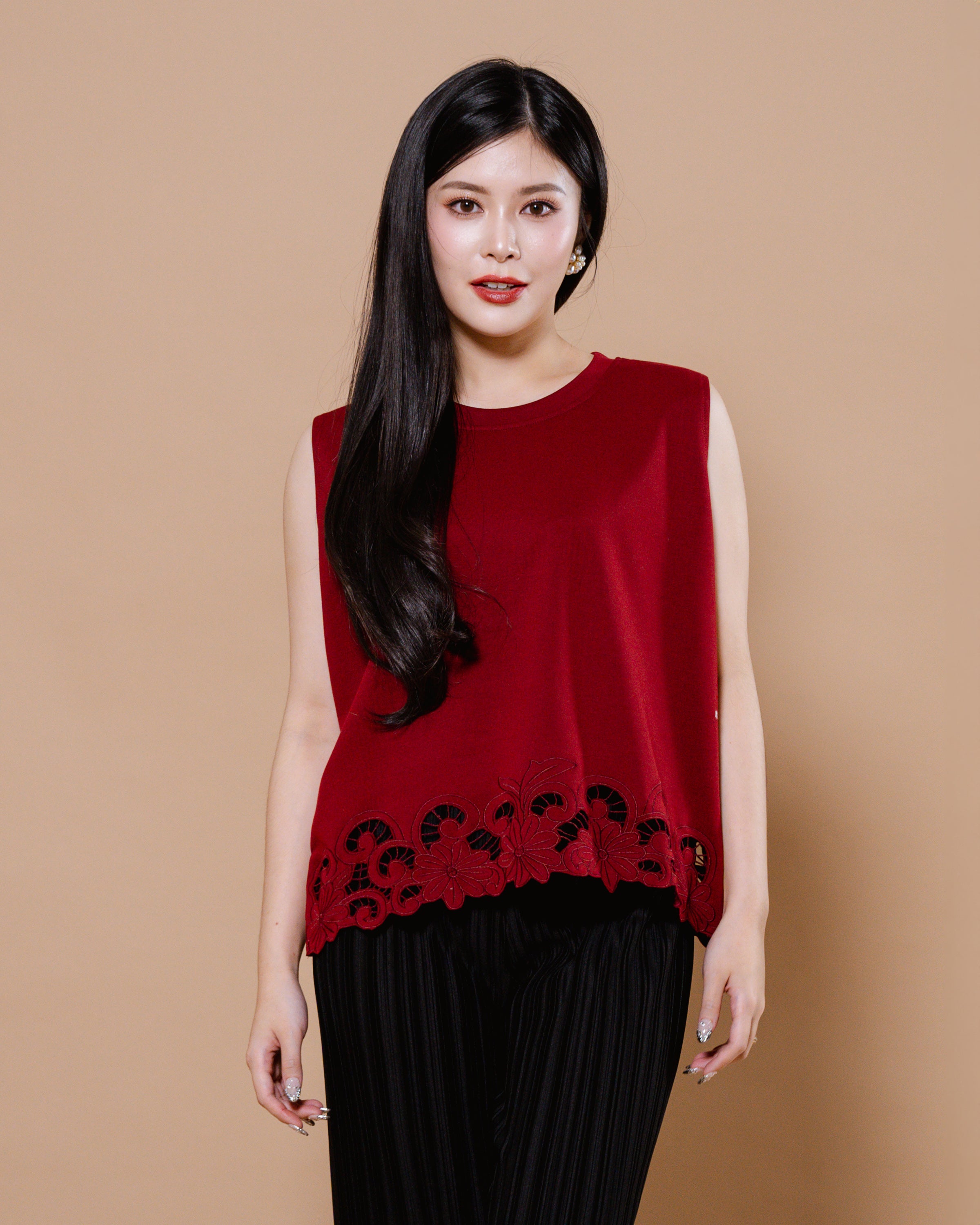 CNY Dynasty Top Maroon