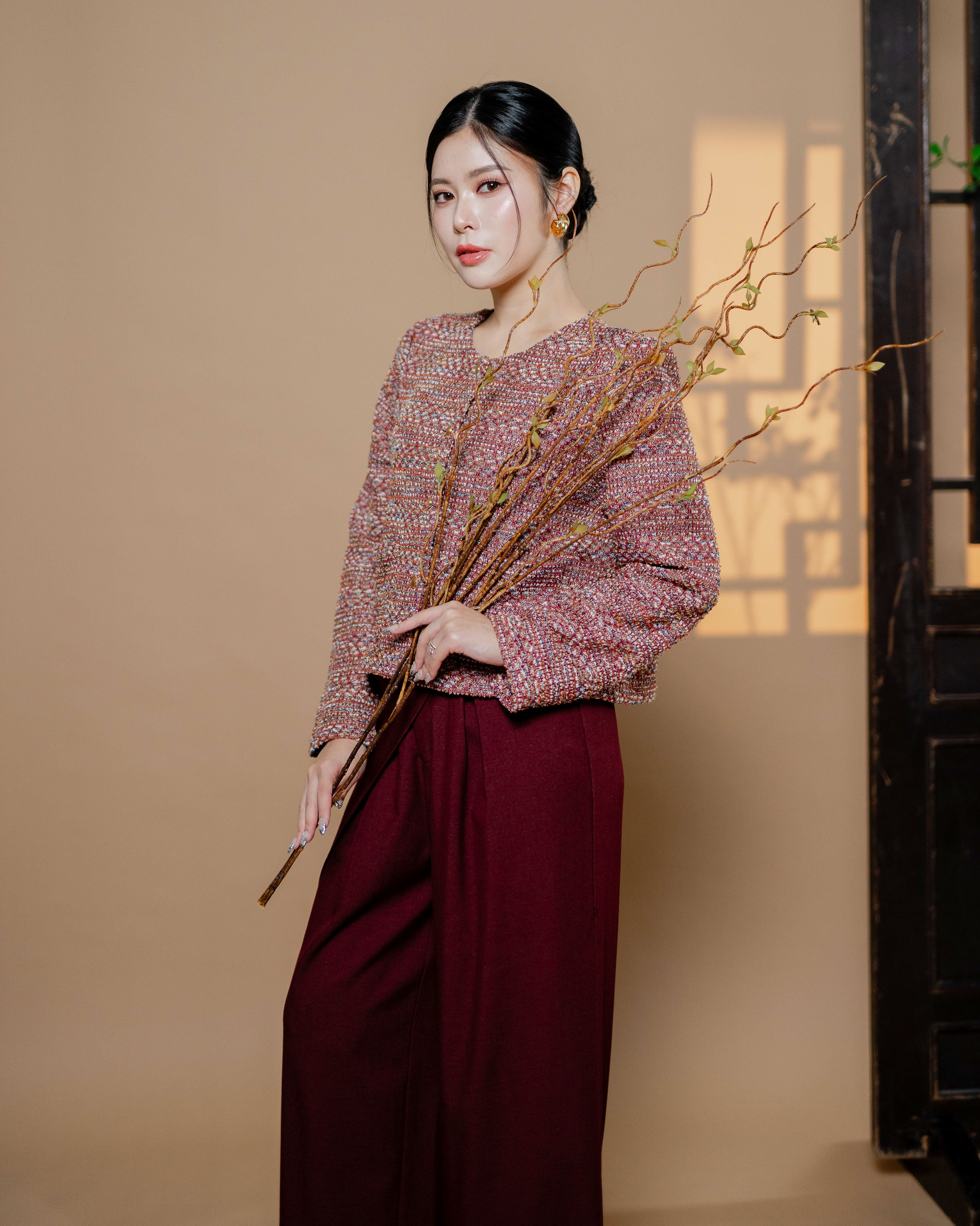 CNY Resplendence Cardigan Maroon