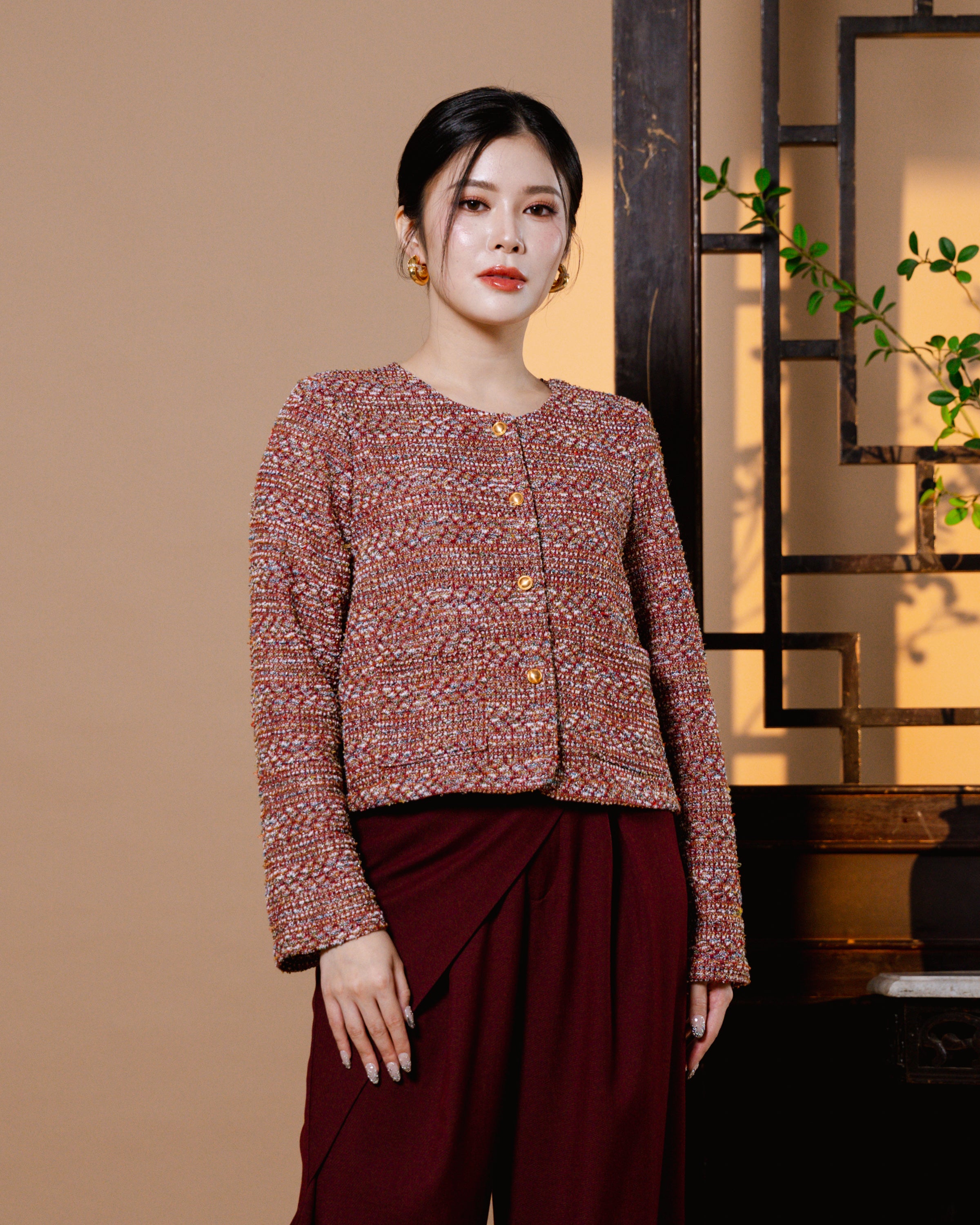 CNY Resplendence Cardigan Maroon