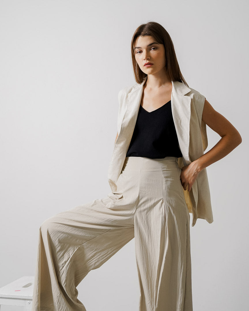 Bertily Oversized Linen Ivory Vest – Baju Atasan Vest wanita