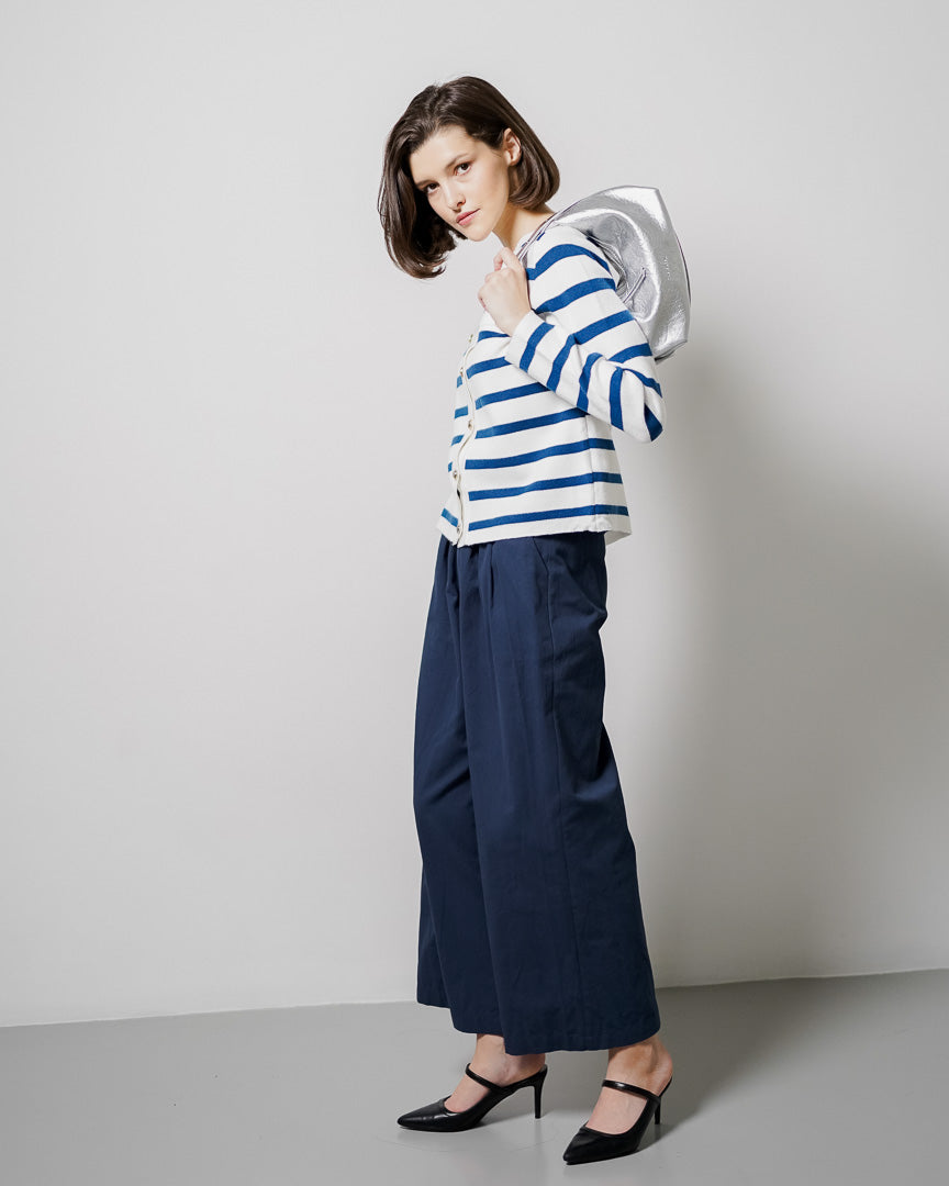 Nowela Striped Knit  Blue Cardigan – Outer Rajut Wanita