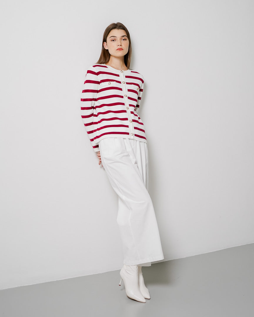 Nowela Striped Knit Red Cardigan – Outer Rajut Wanita