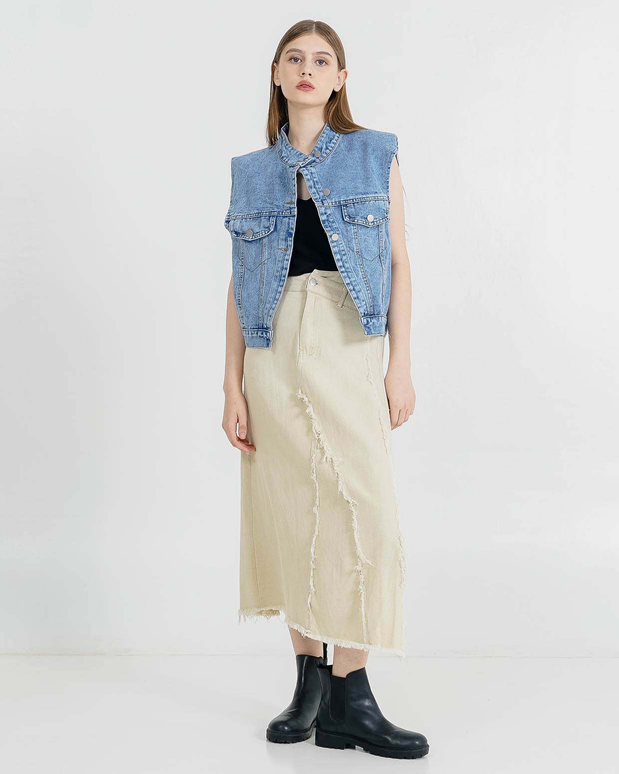 West Denim Vest – Outer Crop Wanita Casual ( RESTOCK )