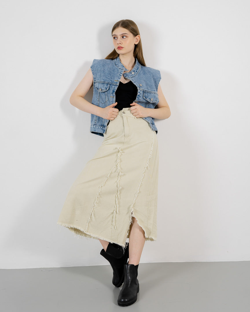 West Denim Vest – Outer Crop Wanita Casual ( RESTOCK )