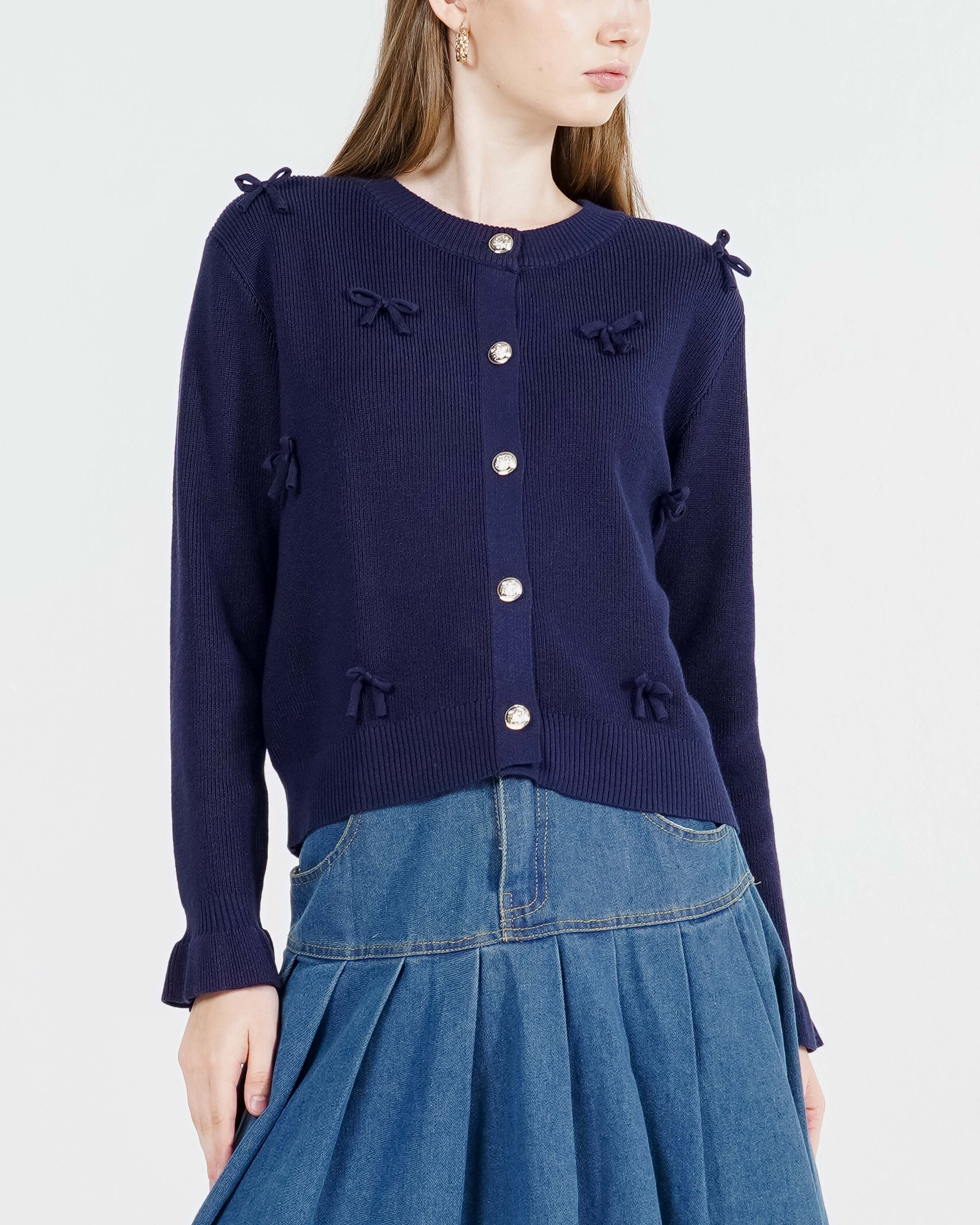 Ribbon Cardigan Navy