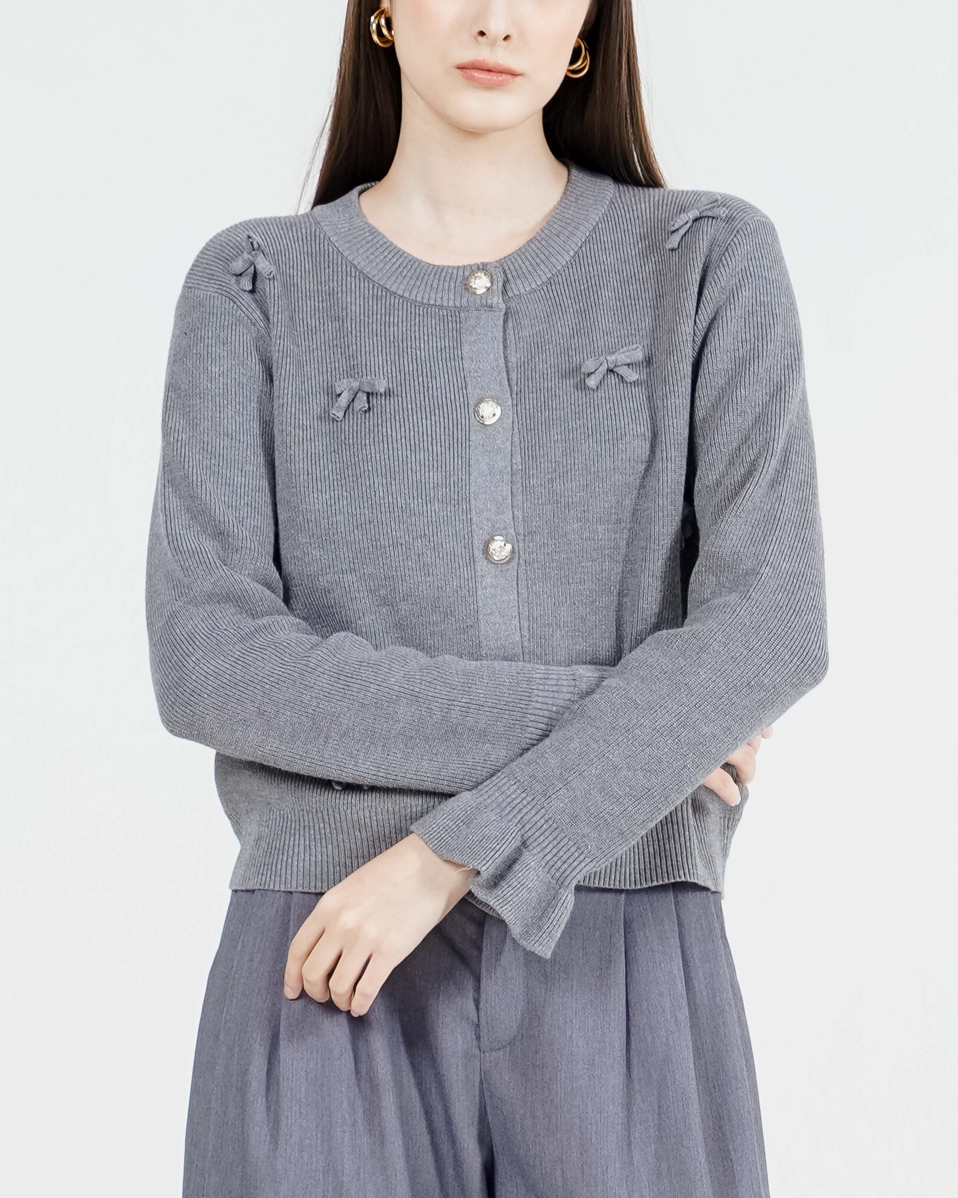 Ribbon Cardigan Grey