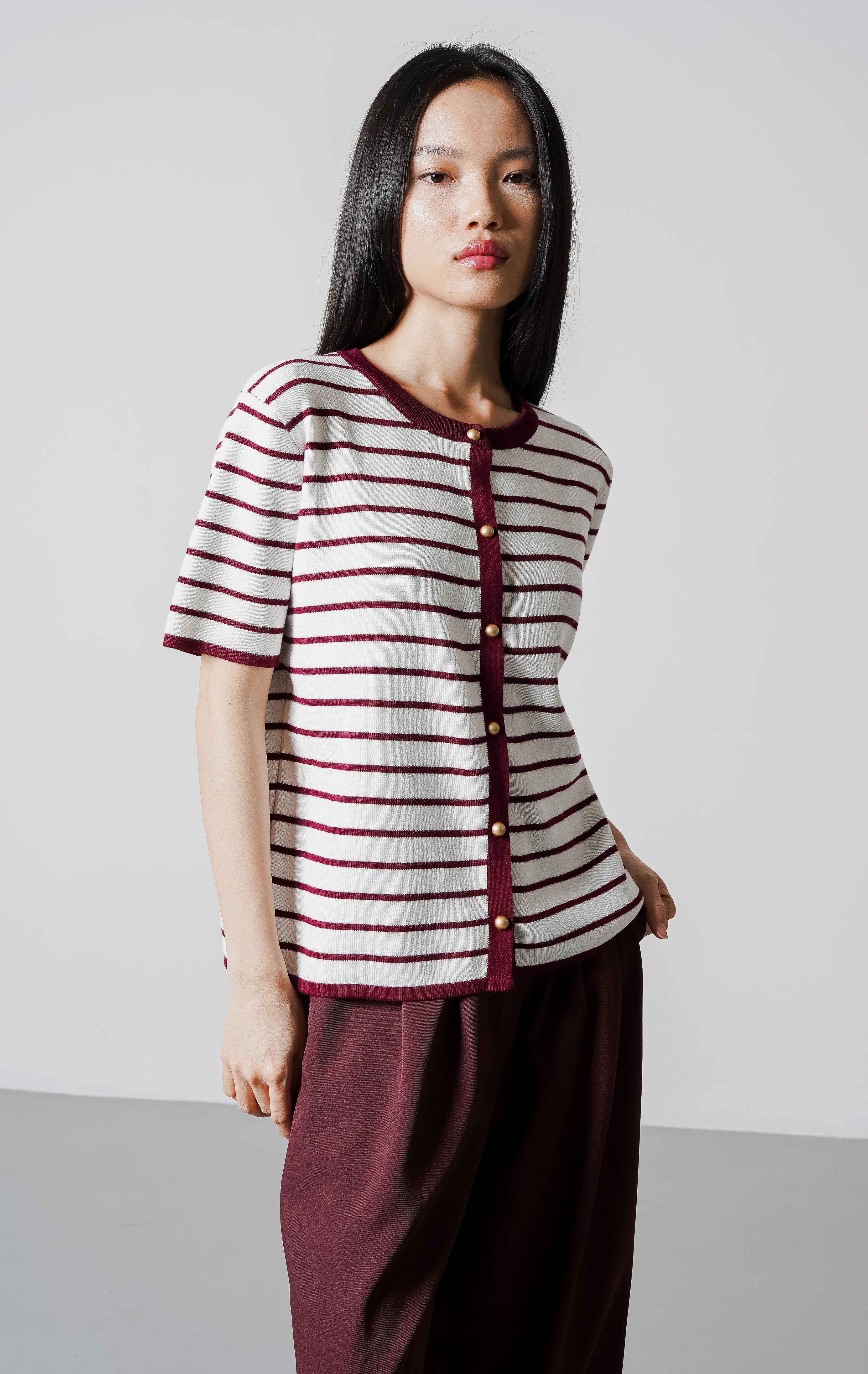 Rerena Top Maroon Striped