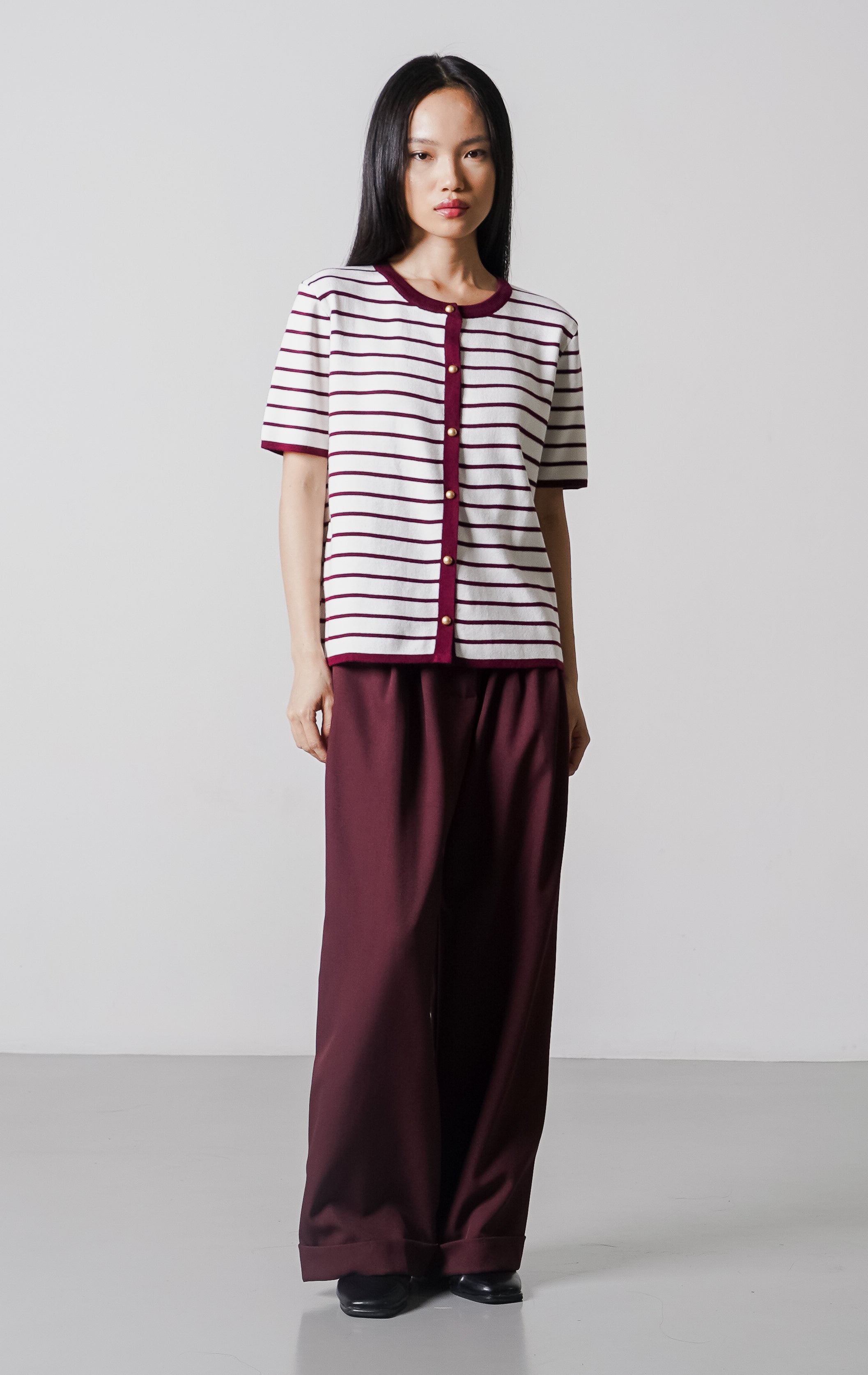 Rerena Top Maroon Striped