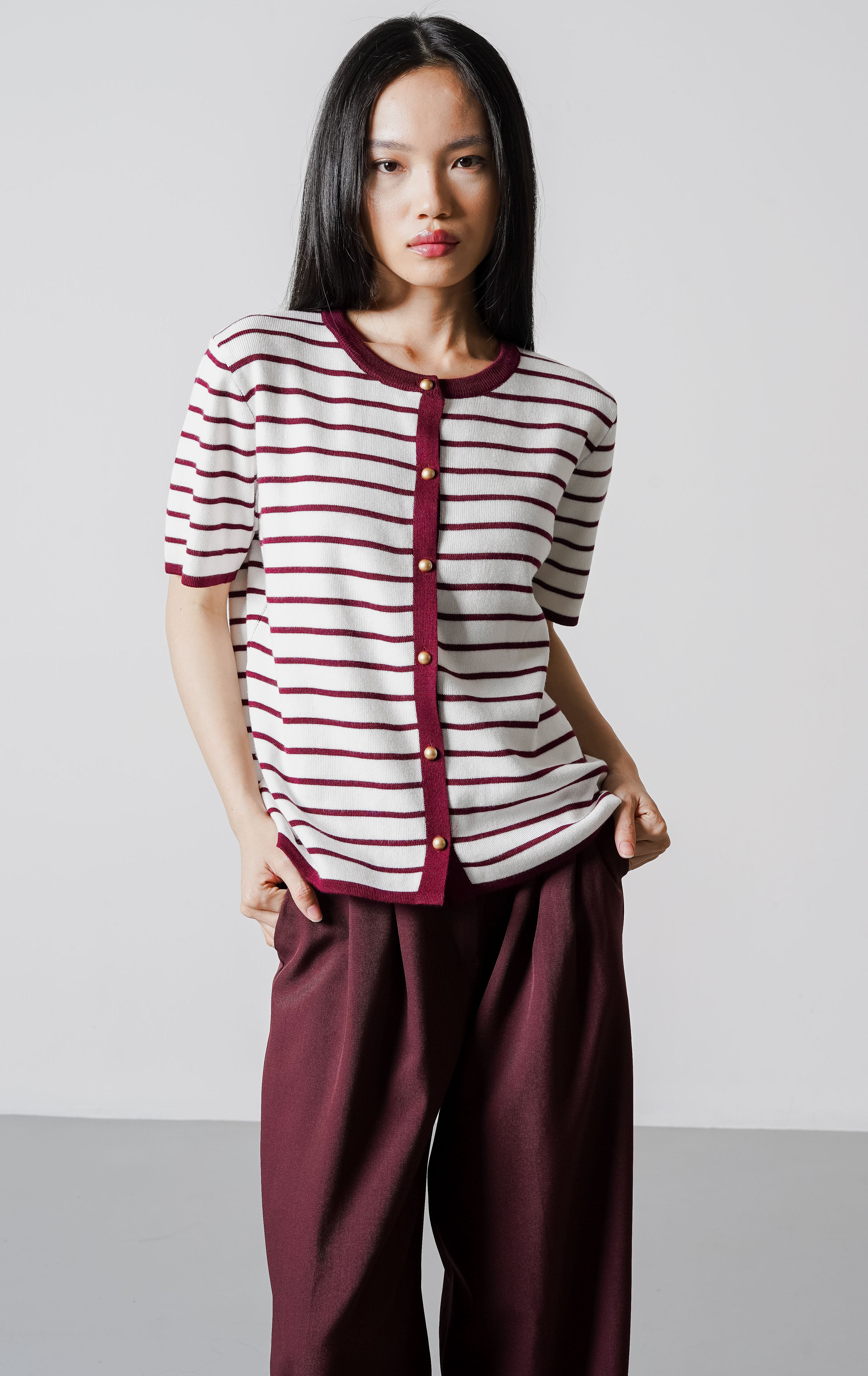 Rerena Top Maroon Striped