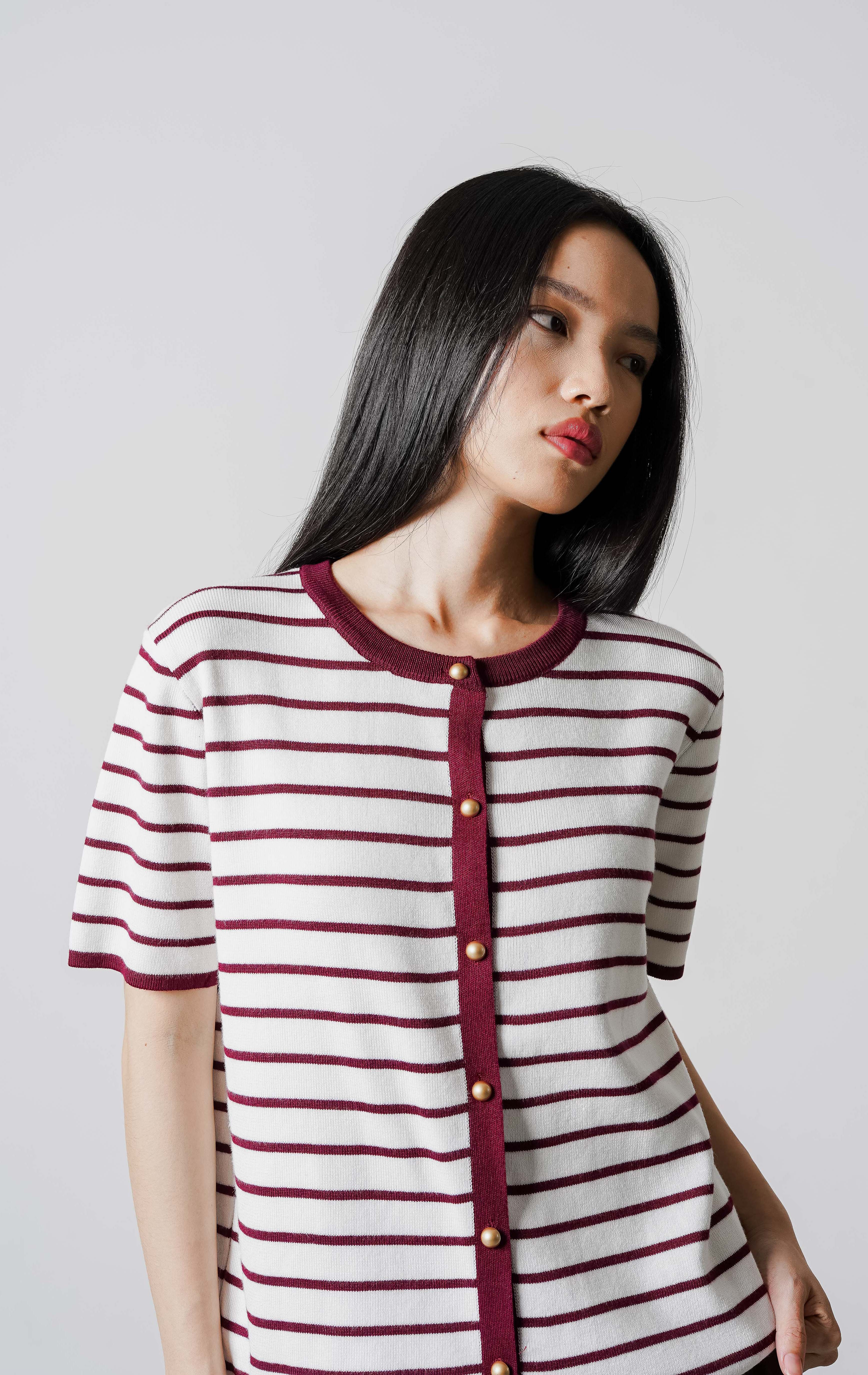 Rerena Top Maroon Striped