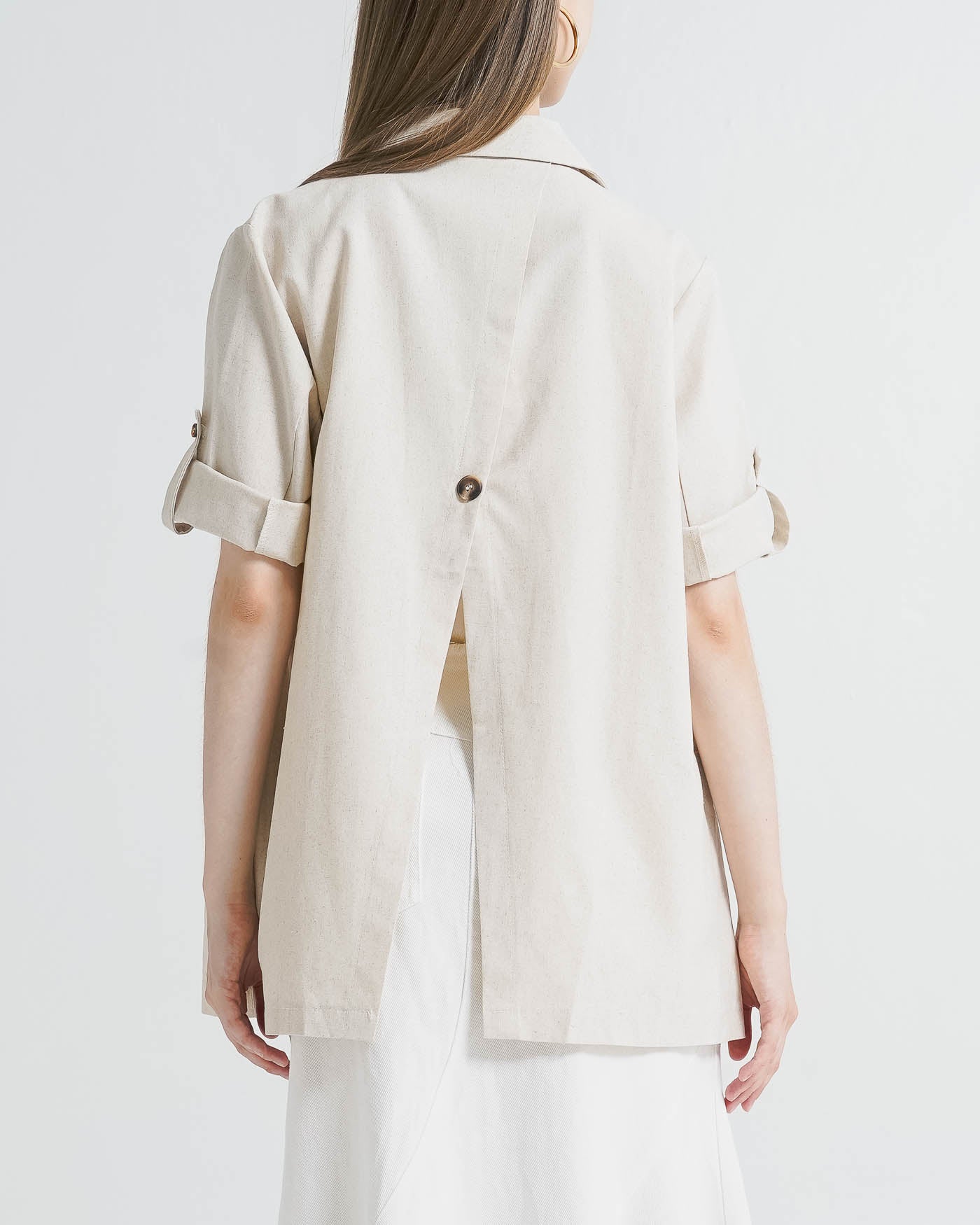 Aylan Linen Blazer Ivory Top – Atasan Outer Wanita Kekinian