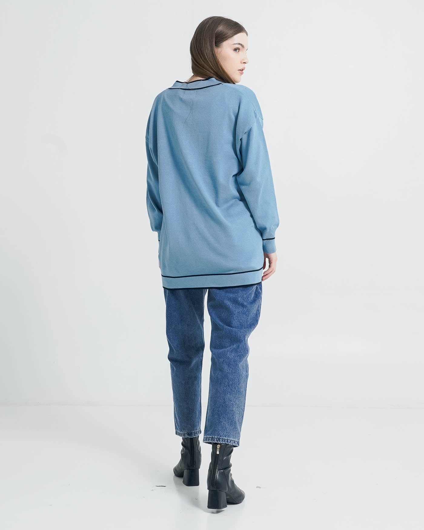 Colleta Oversized Blue Cardigan - Outer Lengan Panjang Wanita