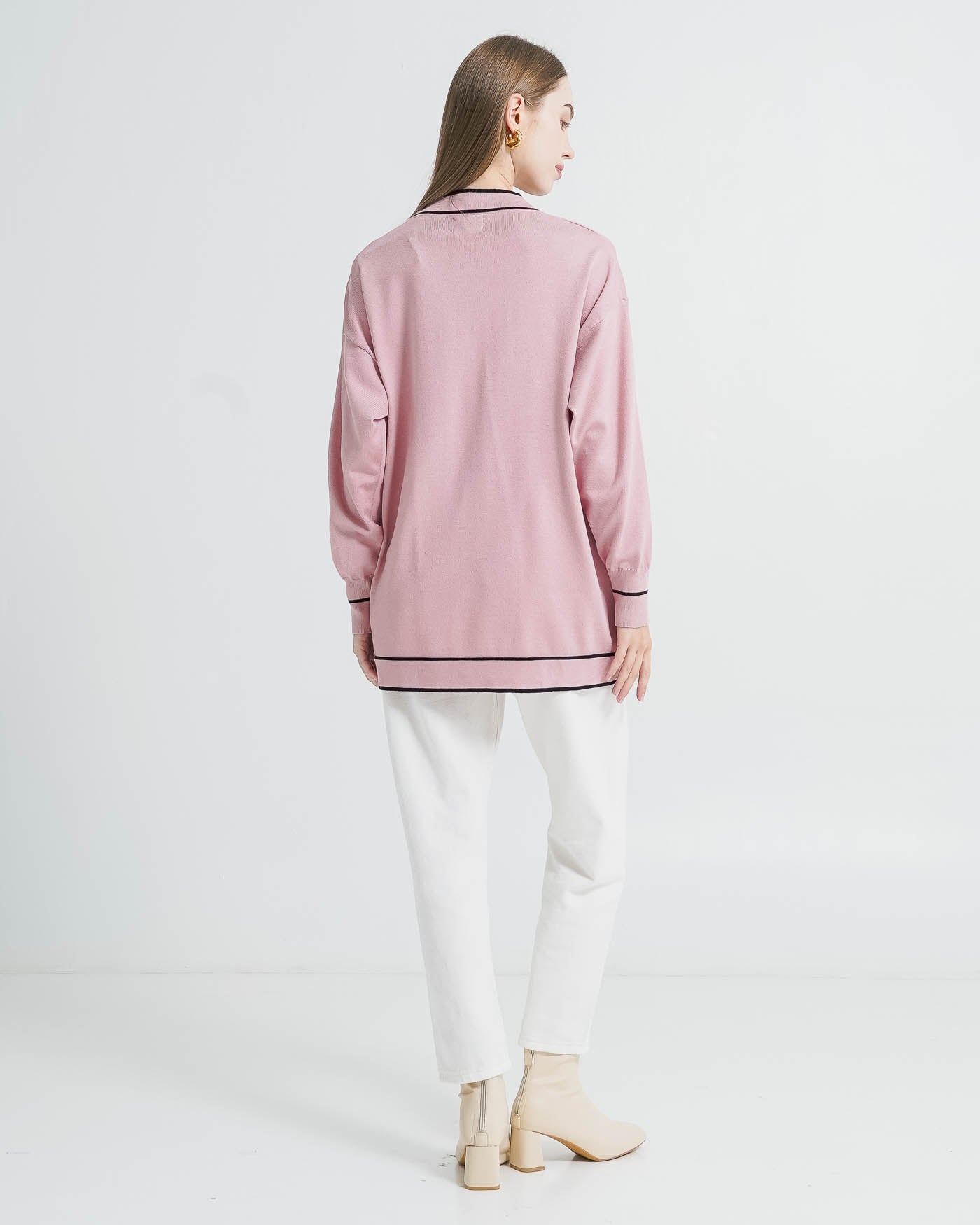 Colleta Oversized Pink Cardigan - Outer Lengan Panjang Wanita