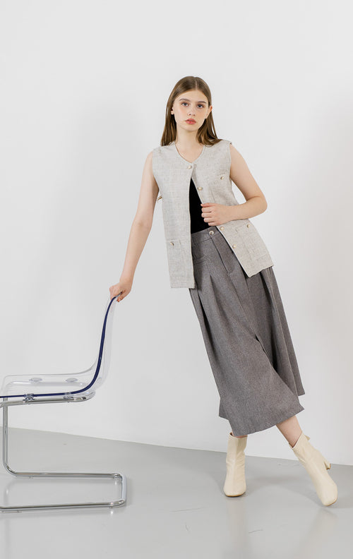 Alina Tweed Grey Vest – Baju Atasan Wanita Casual