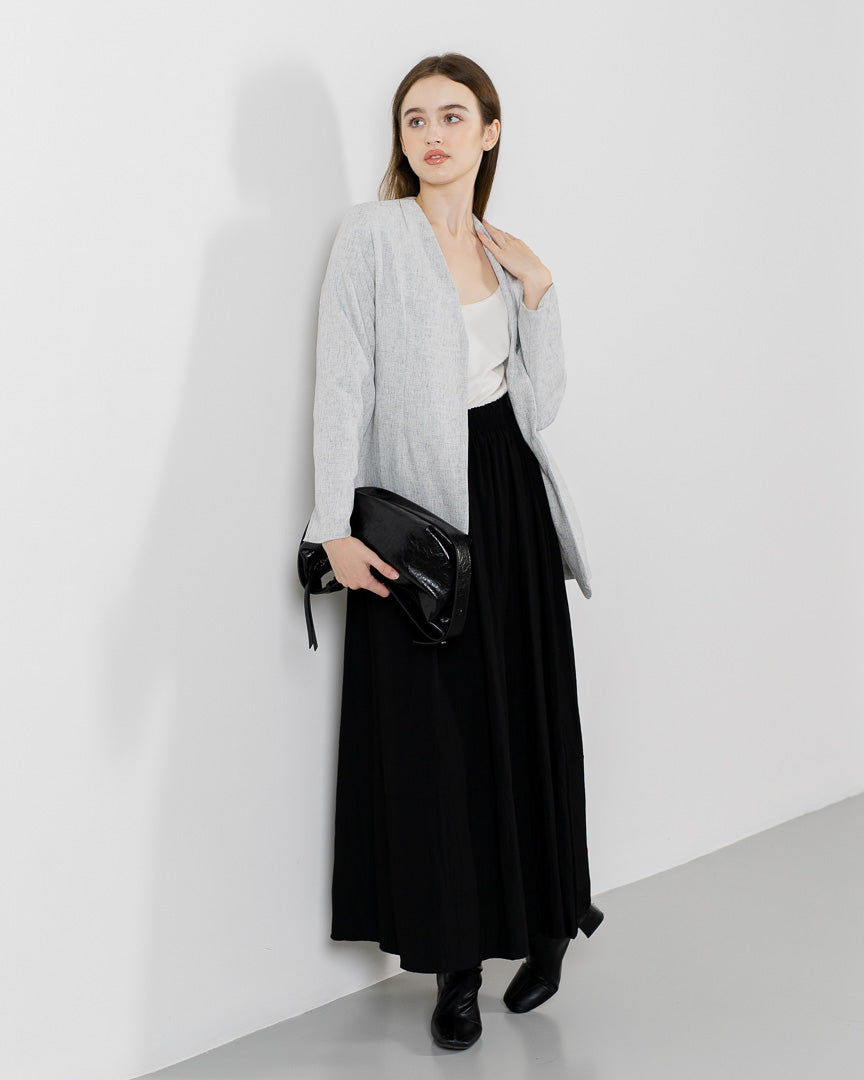 Kazuha Waist Fitted Grey Blazer – Outer Wanita Lengan Panjang