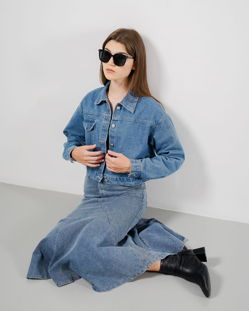 Leander Crop Denim Outer – Jaket Denim Wanita