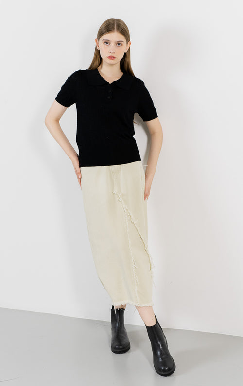 Verla Knit Textured Black Top – Baju Atasan Wanita Kekinian