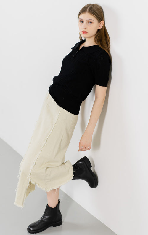 Verla Knit Textured Black Top – Baju Atasan Wanita Kekinian