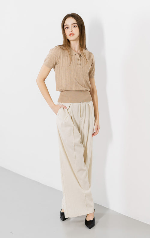 Verla Knit Textured Brown Top – Baju Atasan Wanita Casual