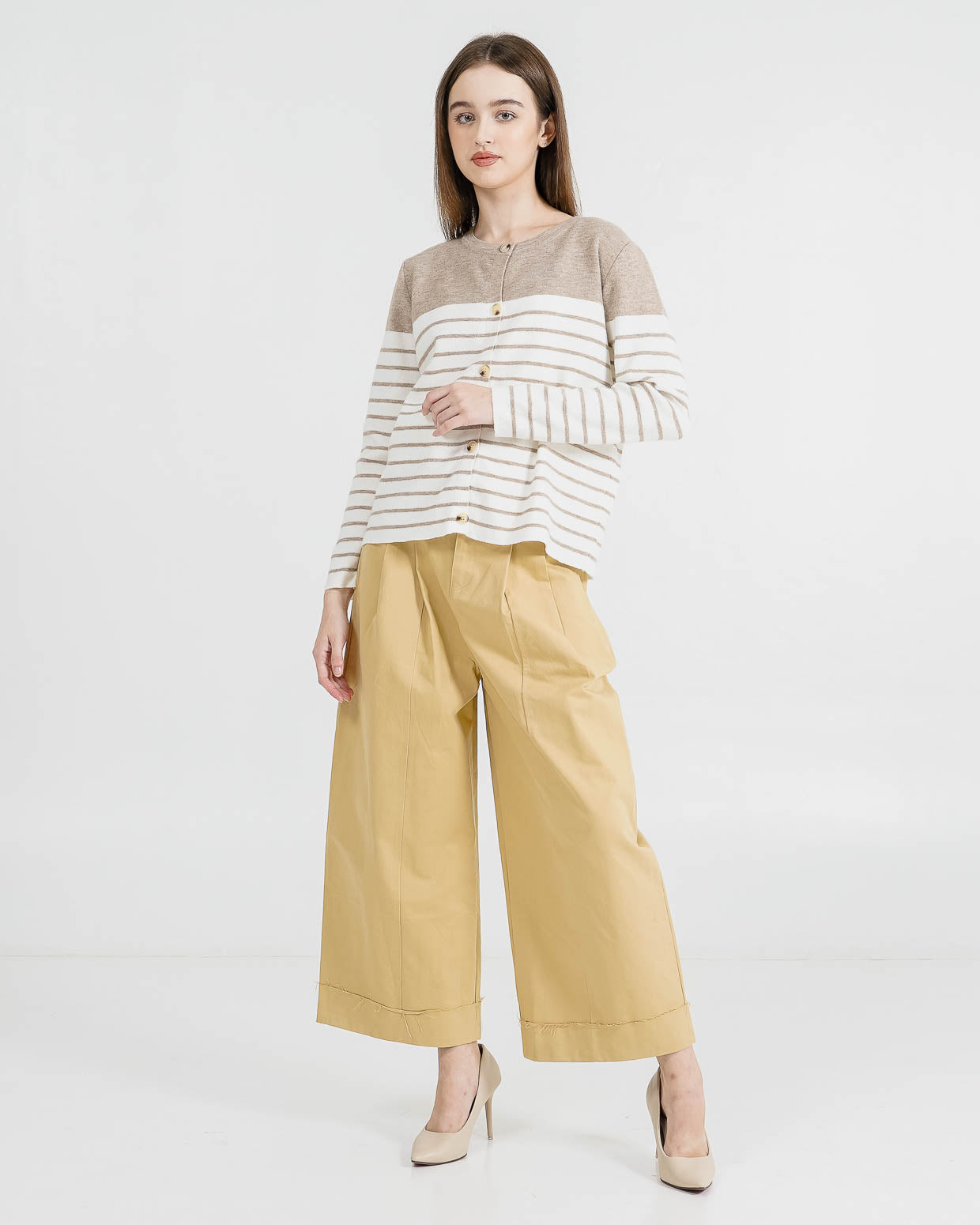 Noah Striped Brown Cardigan – Outer Wanita Casual