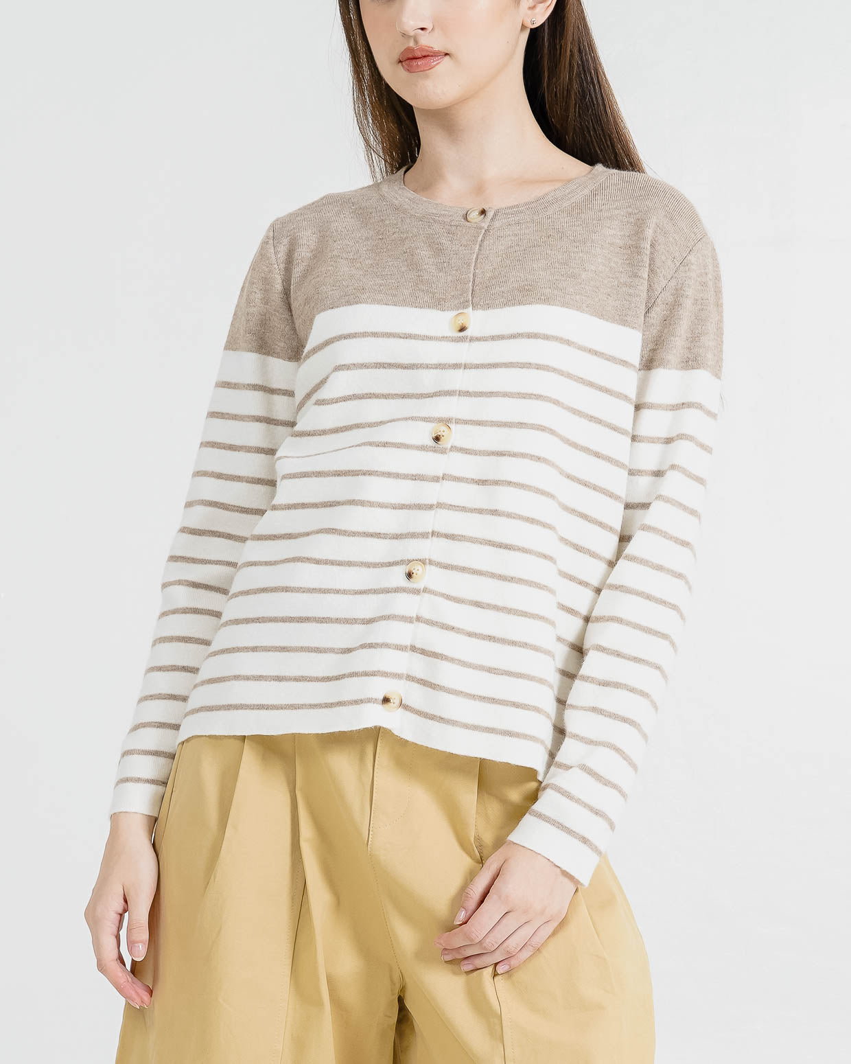 Noah Striped Brown Cardigan – Outer Wanita Casual