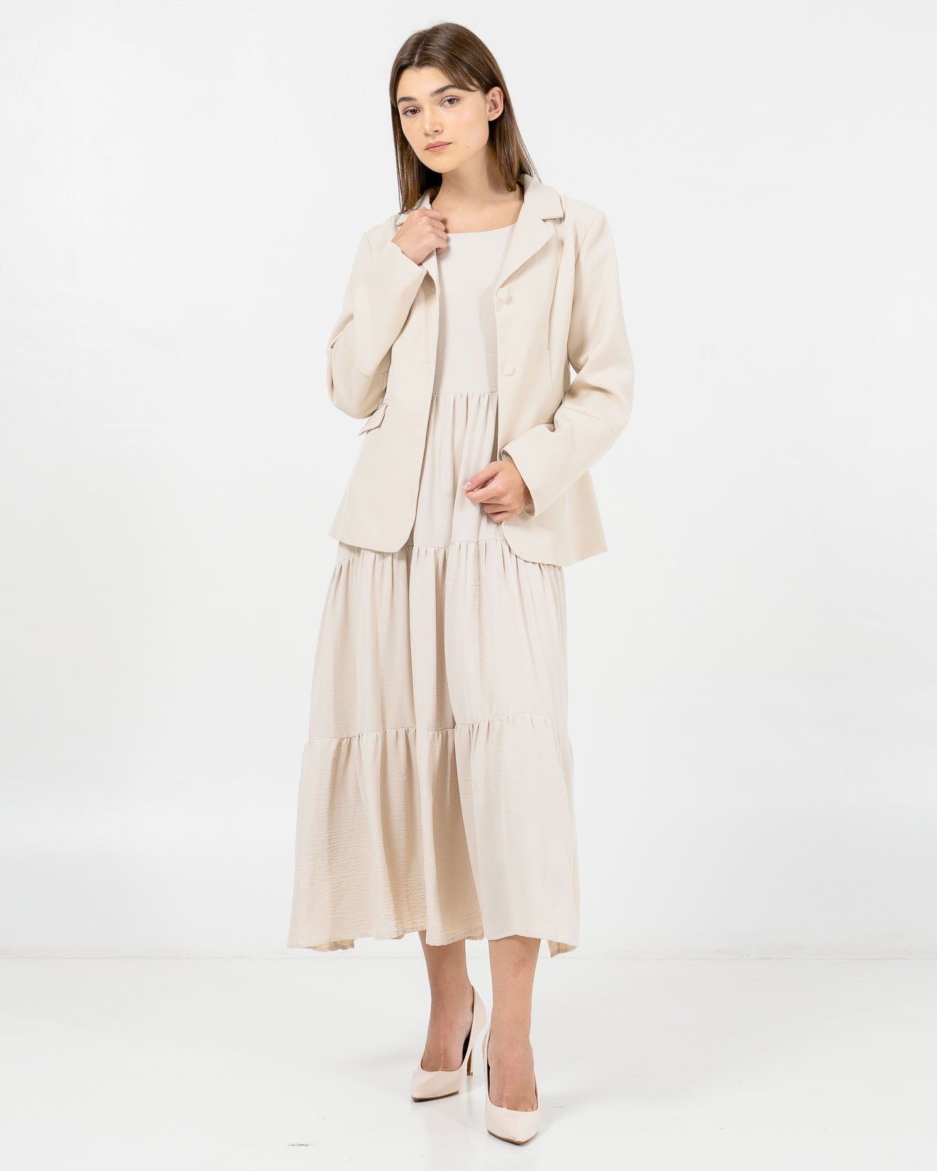 Juliette Oversized Fitted Ivory Blazer – Outer Formal Wanita