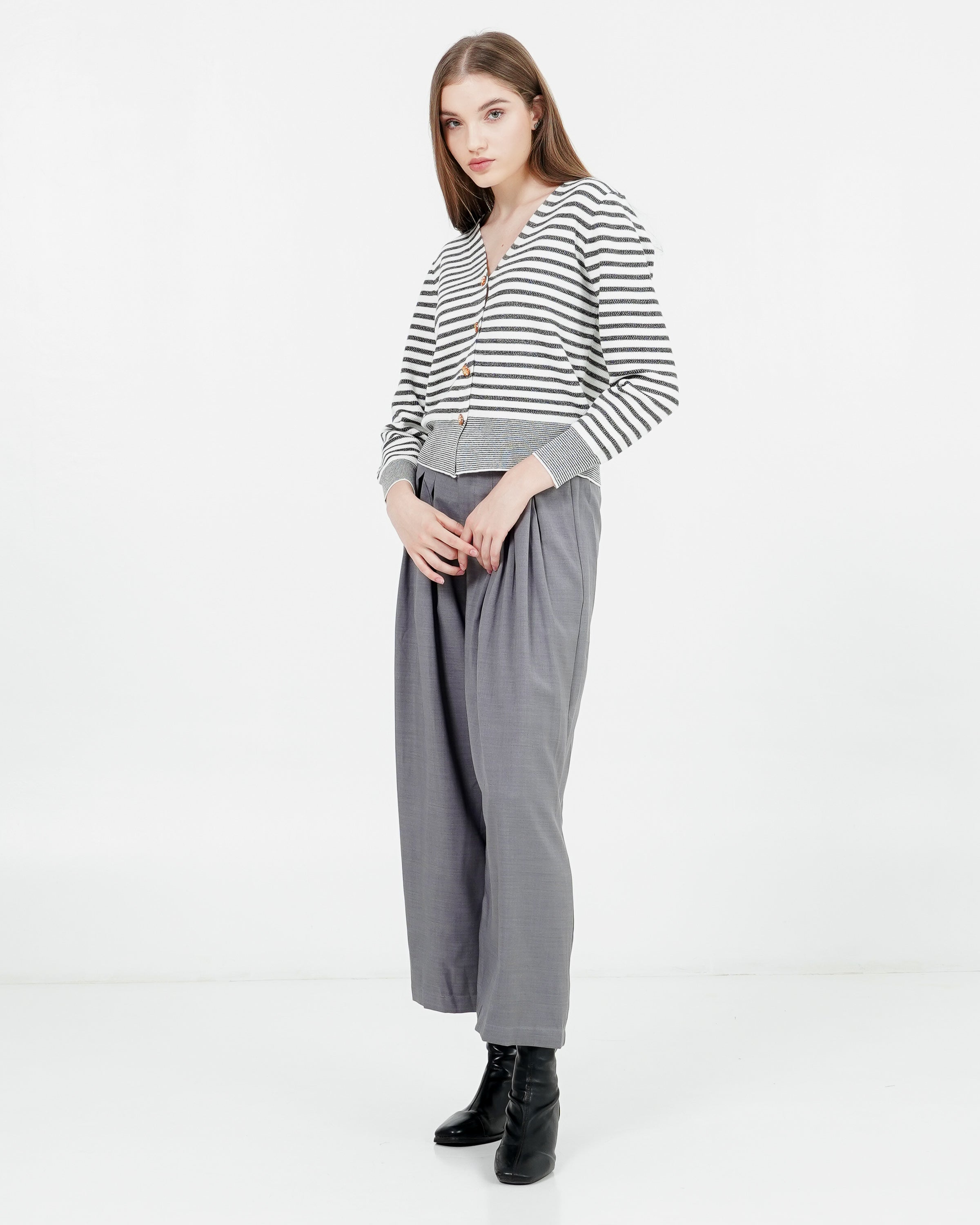 Remy Knit Top White Striped