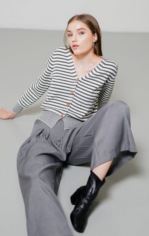 Remy Knit Top White Striped